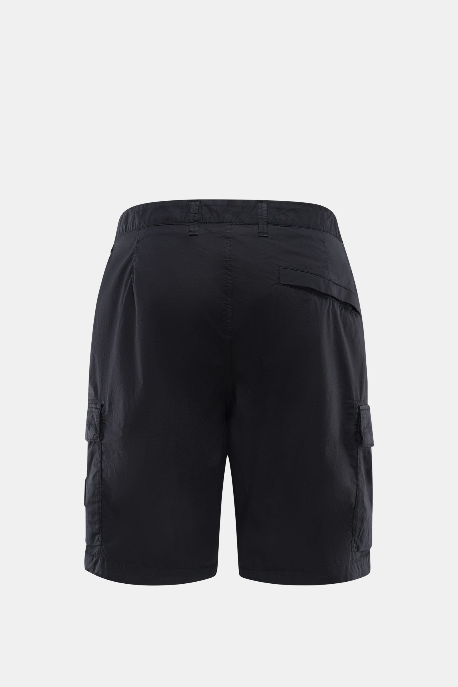 Stone Island Cargo-Shorts navy, Rückansicht, aus leicht elastischer Baumwolle mit Cargotaschen, Regular Fit, Kompass-Badge am Bund.