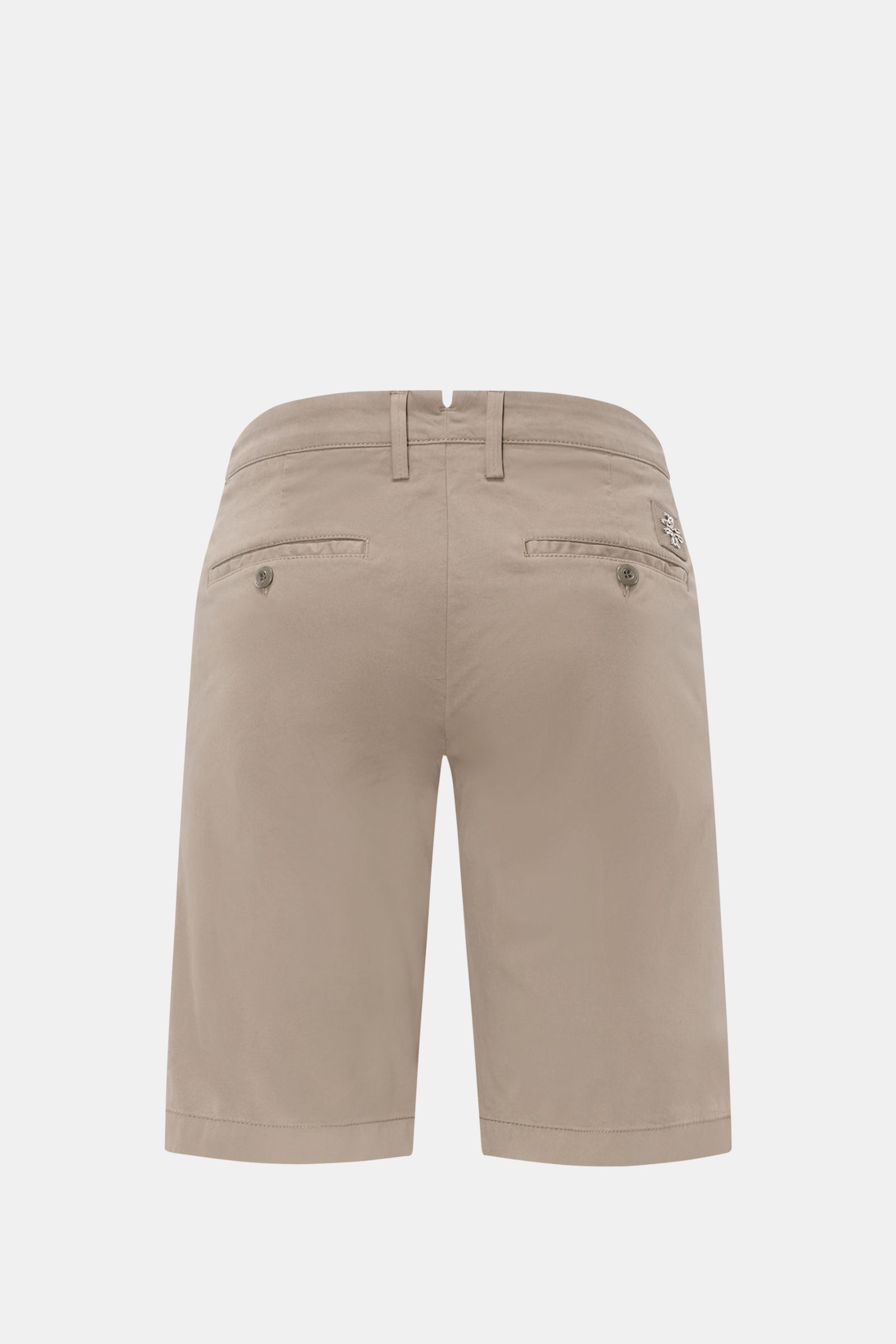 Jacob Cohen Bermudas 'Bob' graubraun, slim fit, von hinten fotografiert, aus weicher, elastischer Baumwolle mit Leather Patch, Knopf-Gesäßtaschen.