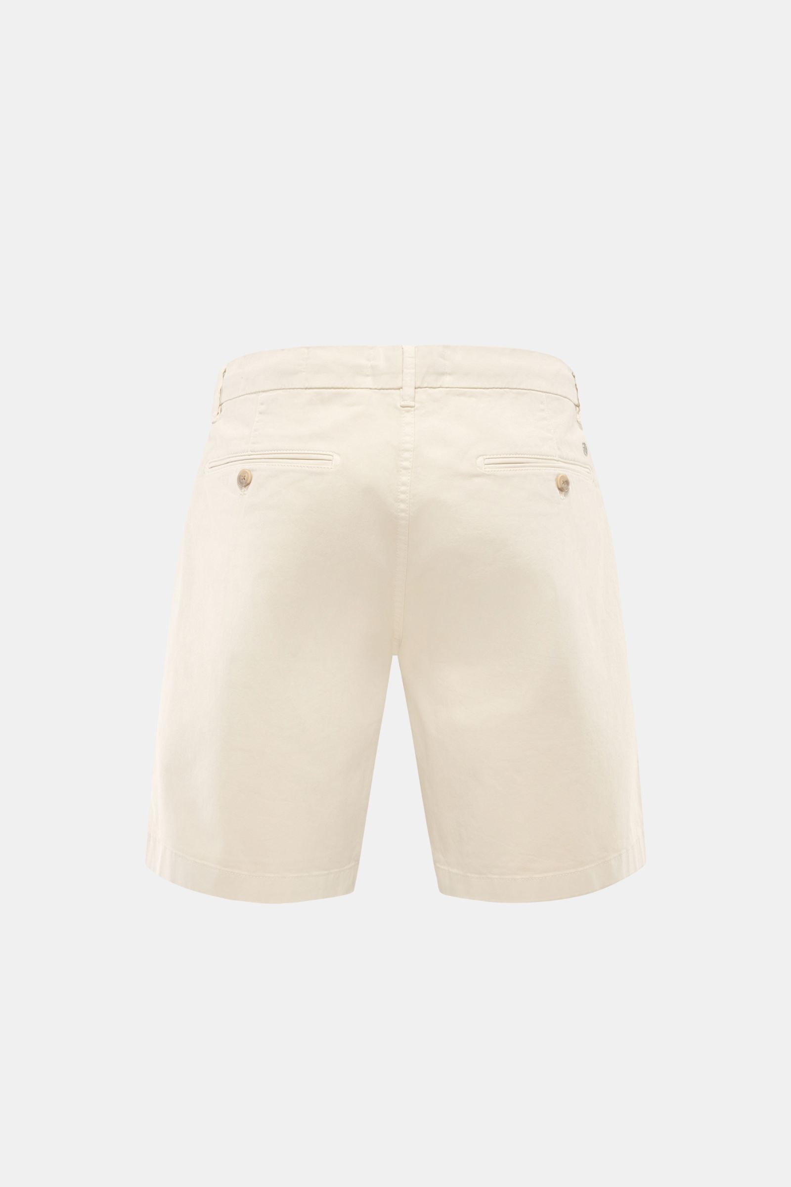 Closed Shorts sand von Closed, Rückansicht, Regular Fit aus leicht elastischem Baumwoll-Twill mit paspelierten Gesäßtaschen und Knopf.