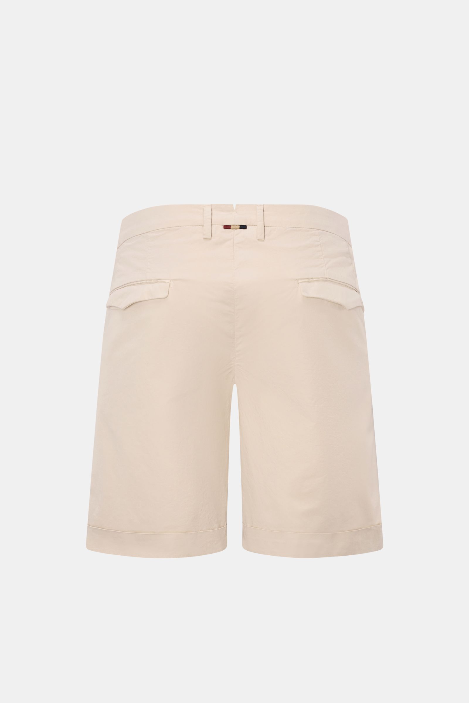 Mason's Shorts 'Torino' sand, Rückansicht, leichte elastische Baumwolltwill-Shorts mit Bundknopf, Reißverschluss, französischen Taschen, Saumaufschlag.
