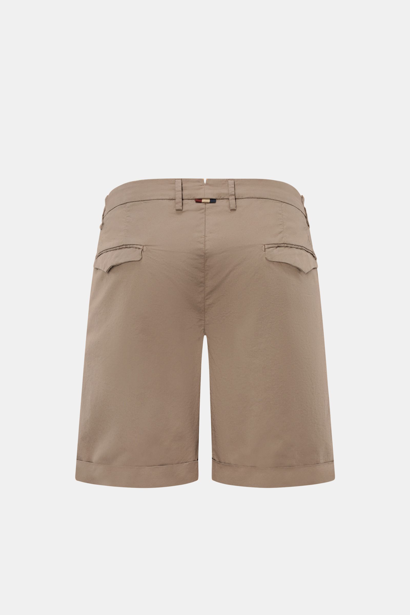 Mason's Shorts 'Torino' graubraun, Rückansicht, Regular Fit, elastische Baumwolle, feiner Baumwolltwill, Reißverschluss, Bundknopf, französische Taschen, Saumaufschlag.