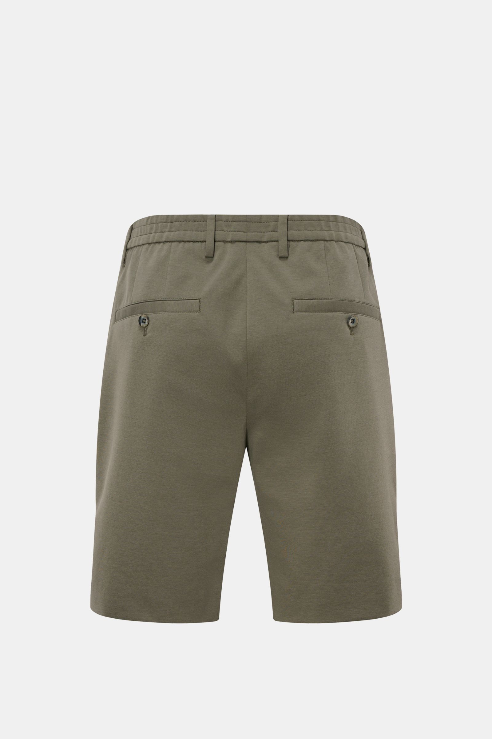 GTA Jersey-Shorts 'Davide' graugrün, Rückansicht, Regular Fit, weicher Jersey aus Baumwolle/Microfaser, elastischer Bund, Knopftaschen.