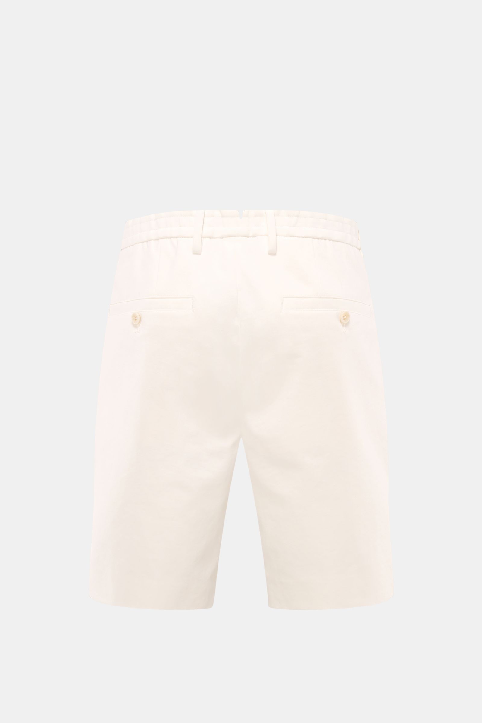 GTA Jersey-Shorts 'Davide' creme, Rückansicht, Regular Fit mit elastischem Bund, Reißverschluss, Knopftaschen, weicher Jersey aus Baumwolle und Microfaser.
