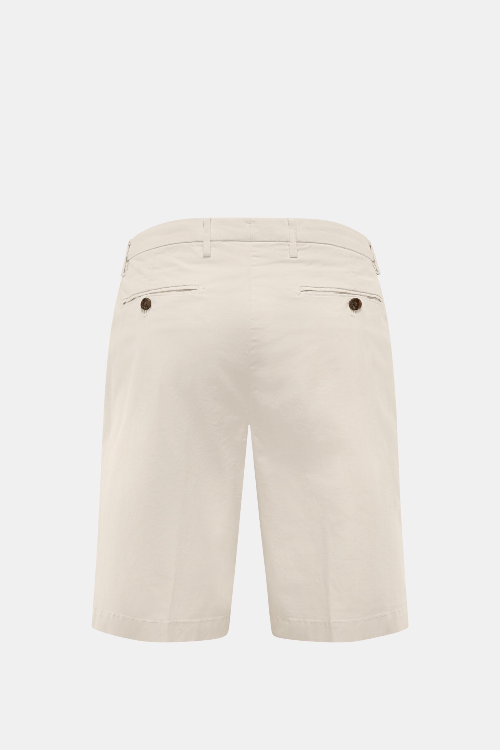 Briglia 1949 Shorts 'Garda' creme, Rückansicht, elastische Baumwolle, Regular Fit, Knopf-Gesäßtaschen, französische Taschen, Uhrentasche, Reißverschluss.