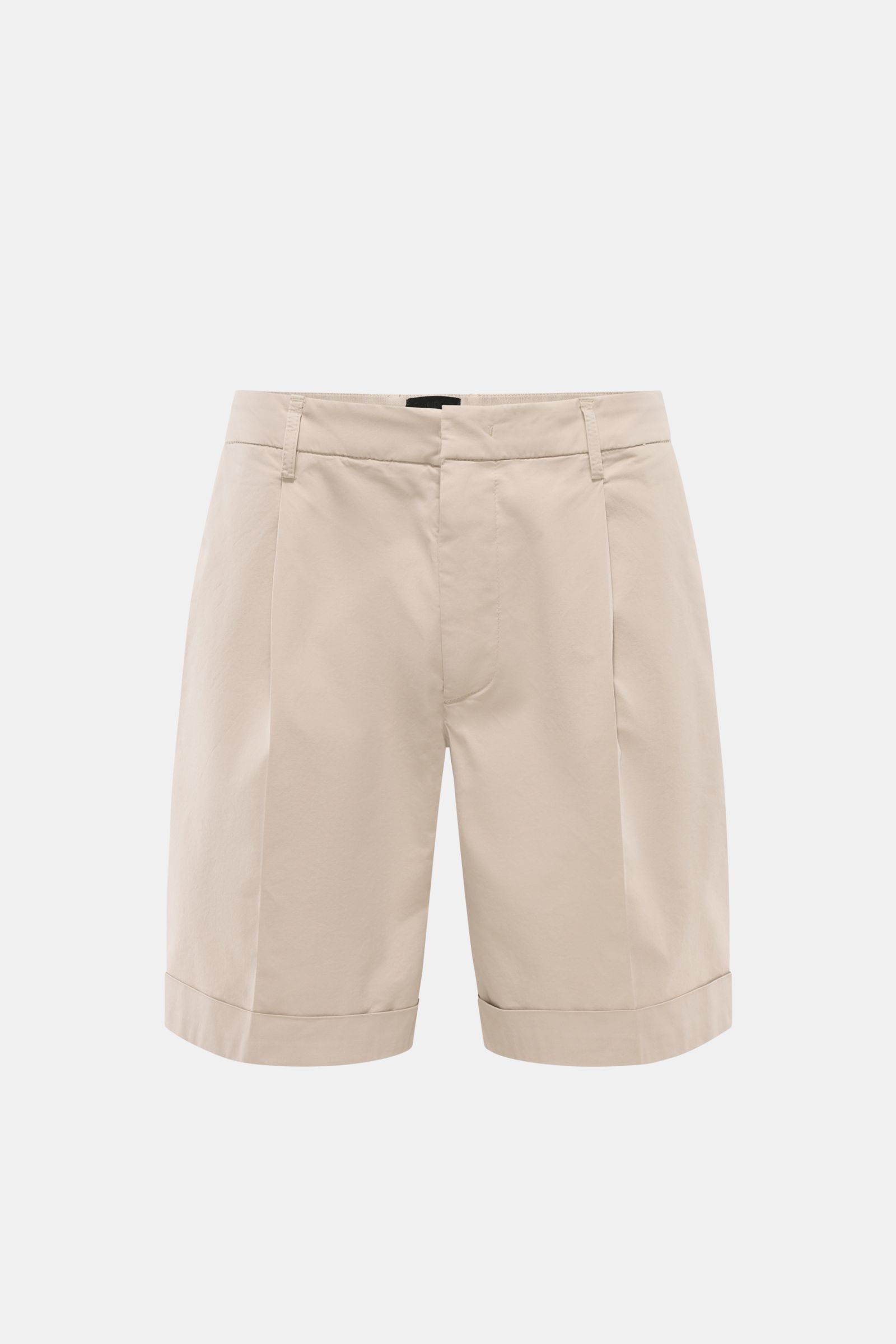 Dondup Shorts 'Ethan' sand in Frontansicht, Regular Fit aus leicht elastischer Baumwolle mit Bundfalte, fixiertem Saumaufschlag und französischen Taschen.