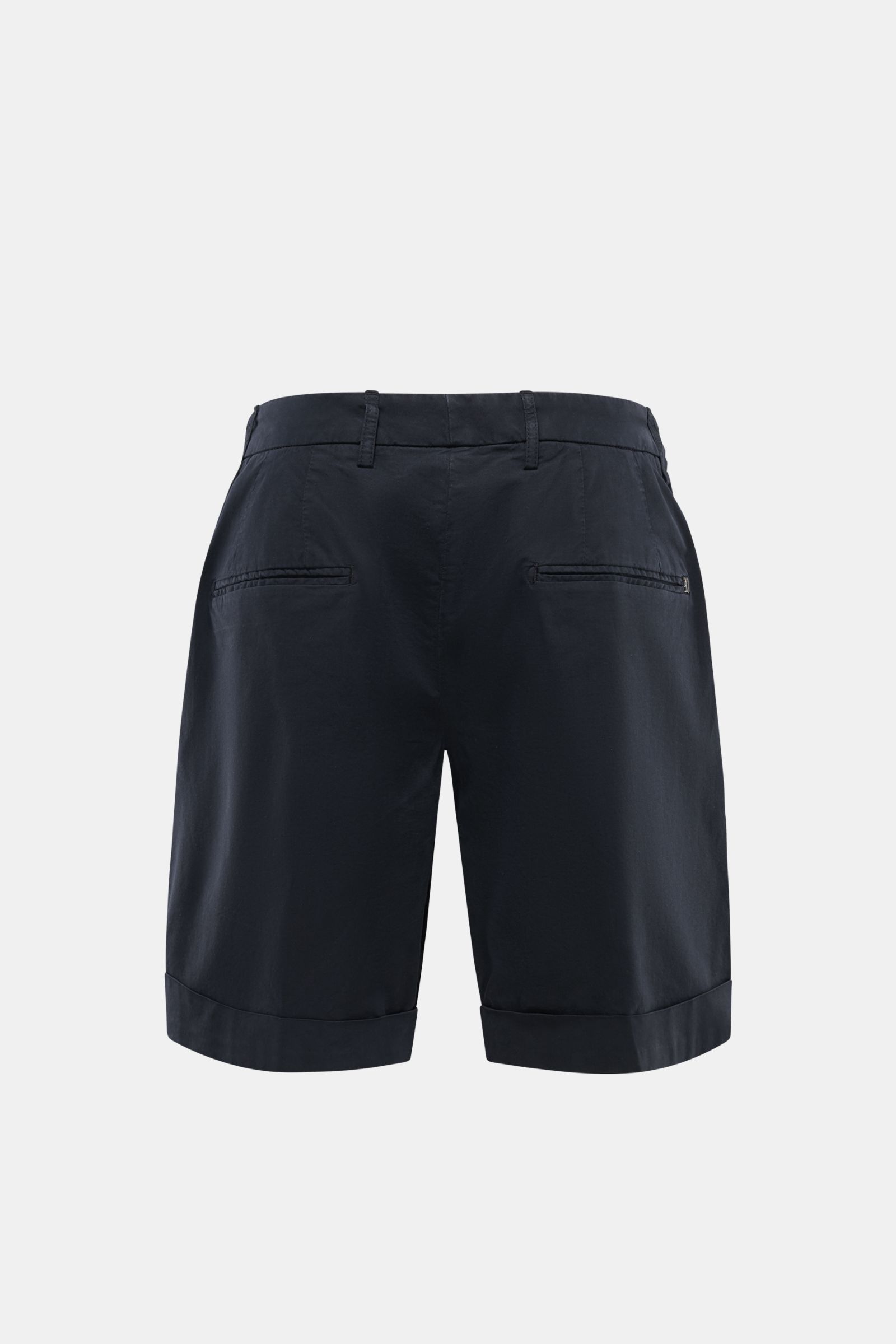Dondup Shorts 'Ethan' navy, Rückansicht, Regular Fit aus leicht elastischer Baumwolle mit weichem Griff, Bundfalte, paspelierte Taschen, fixierter Saumaufschlag.