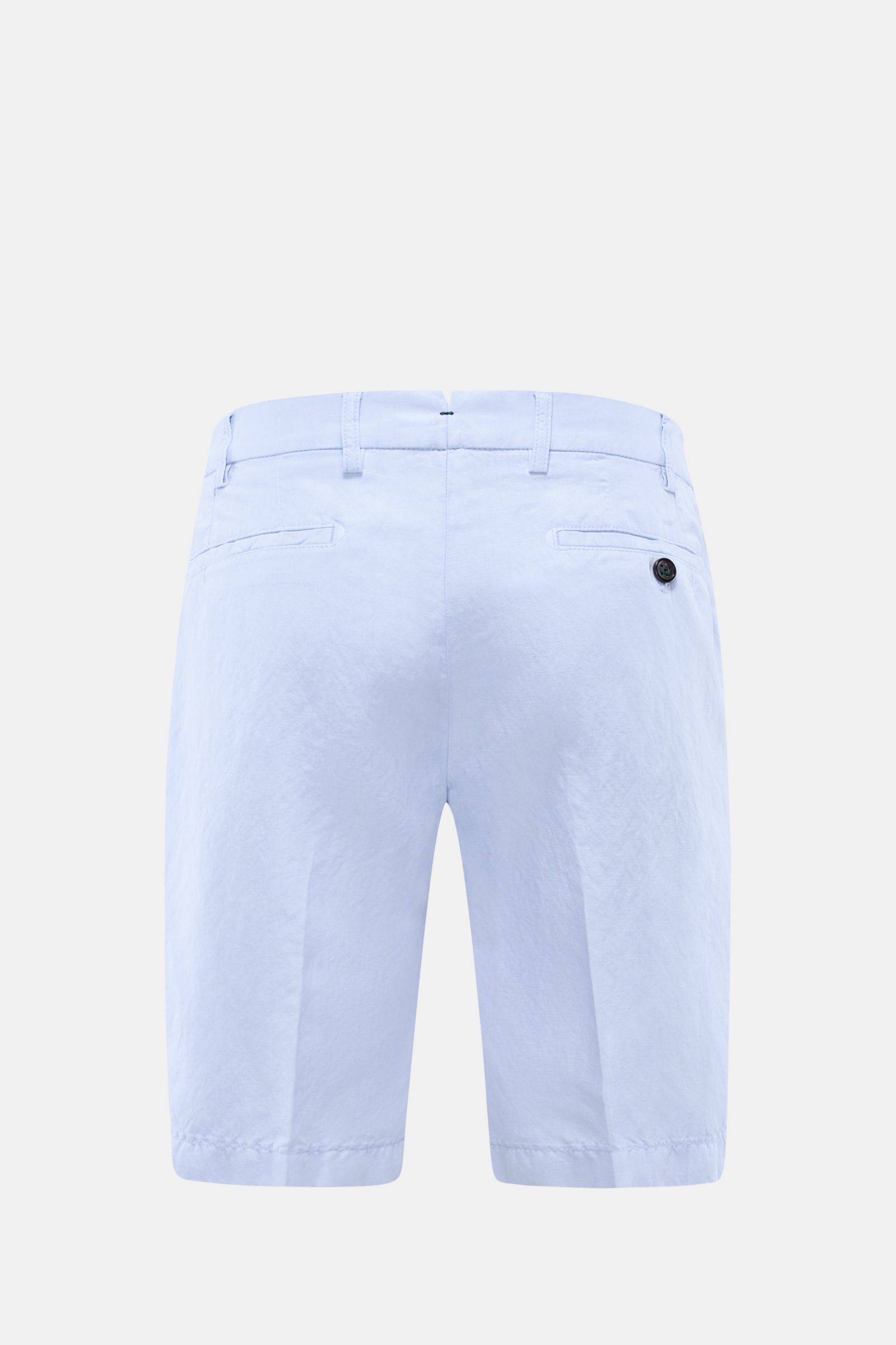 Berwich Bermudas 'Elax' light blue shown from the back, highlighting French and hip pockets, regular fit, and partially elasticated waistband.  
With the model 'Elax', BERWICH presents a pair of comfortable Bermudas in lyocell and linen, which is the p