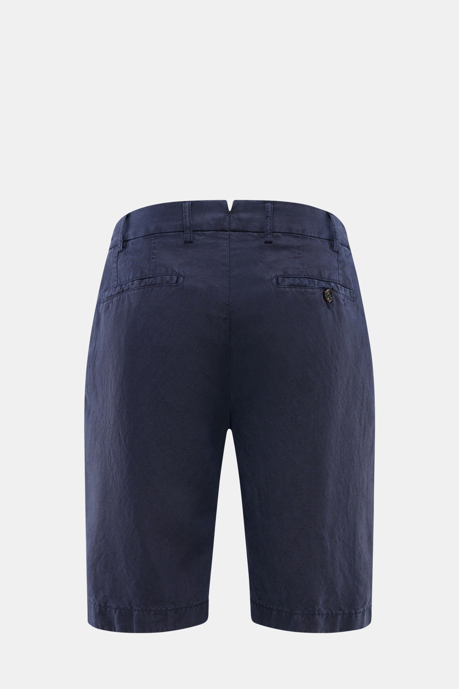 Back view of Berwich Bermudas 'Elax' navy in lyocell and linen, regular fit with French and hip pockets, zip and button closure.

With the model 'Elax', BERWICH presents a pair of comfortable Bermudas in lyocell and linen, which is the perfect blend fo