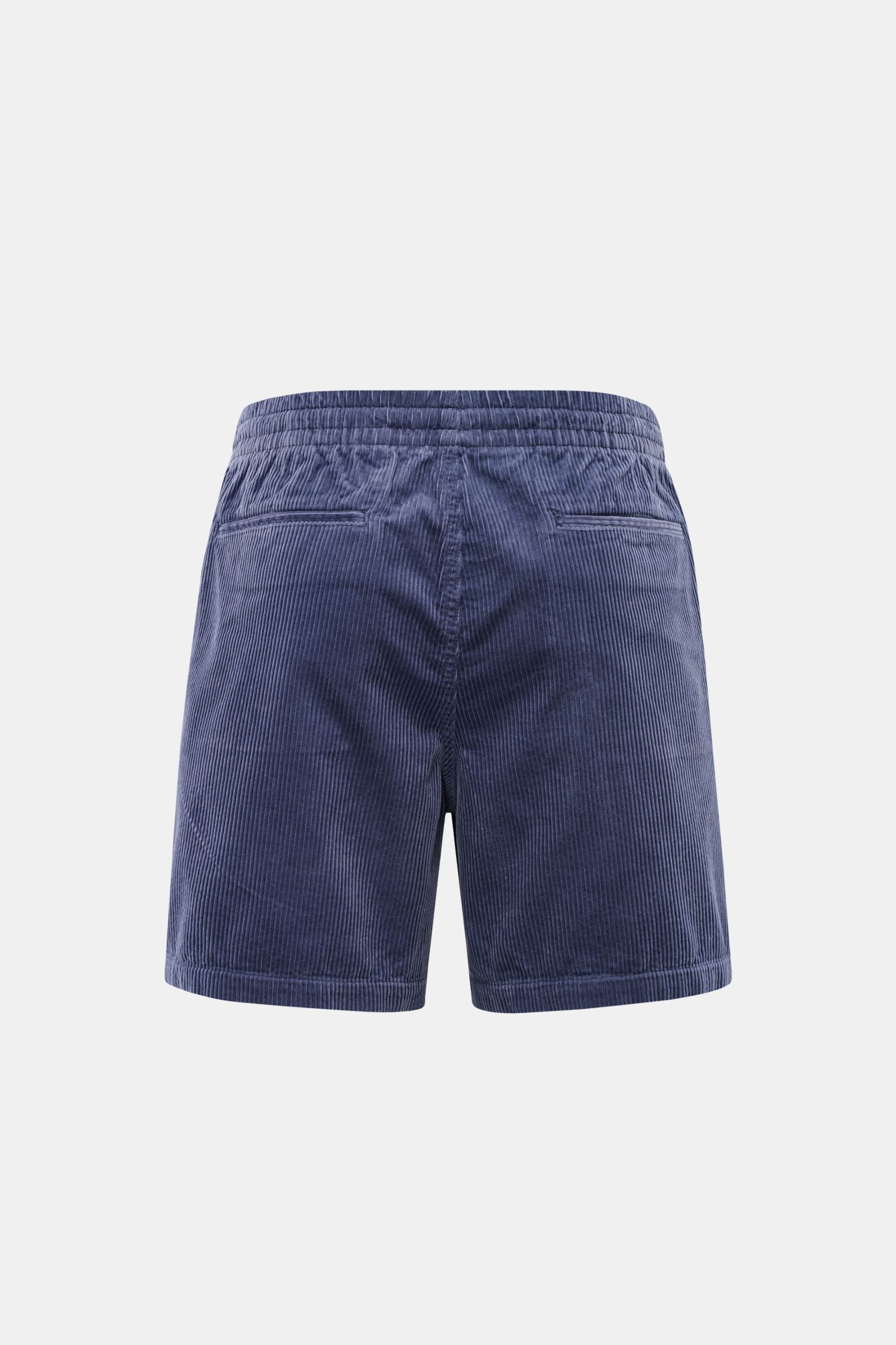 Polo Ralph Lauren Cord-Shorts graublau, Rückansicht, reine Baumwolle, weicher Griff, Regular Fit, elastischer Bund, Tunnelzug, Cord-Struktur, Taschen, Logo-Stickerei.
