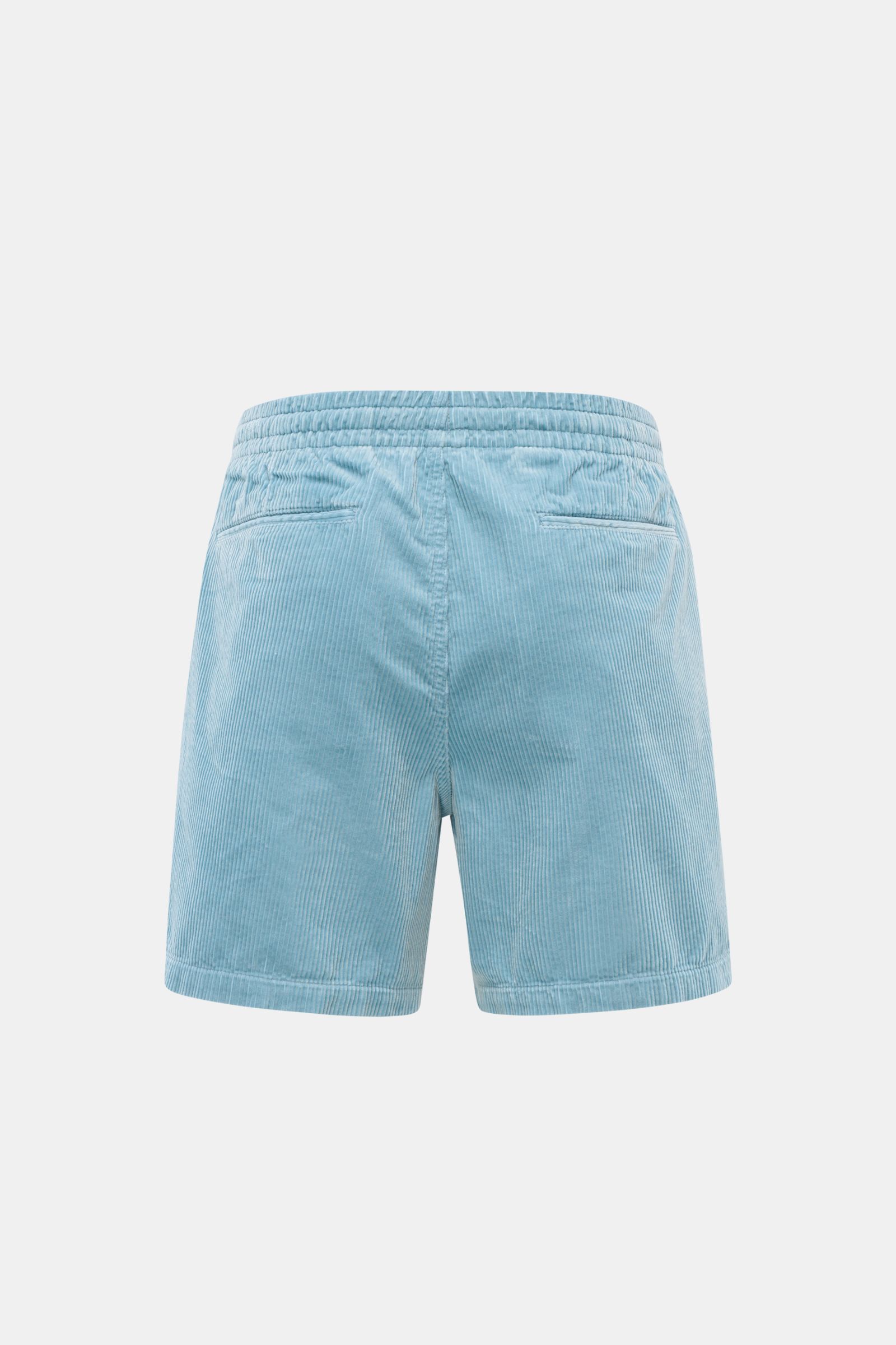 Polo Ralph Lauren Cord-Shorts rauchblau, Rückansicht, reine Baumwolle, weicher Griff, Regular Fit, elastischer Bund mit Tunnelzug, französische Taschen, Logo-Stickerei.