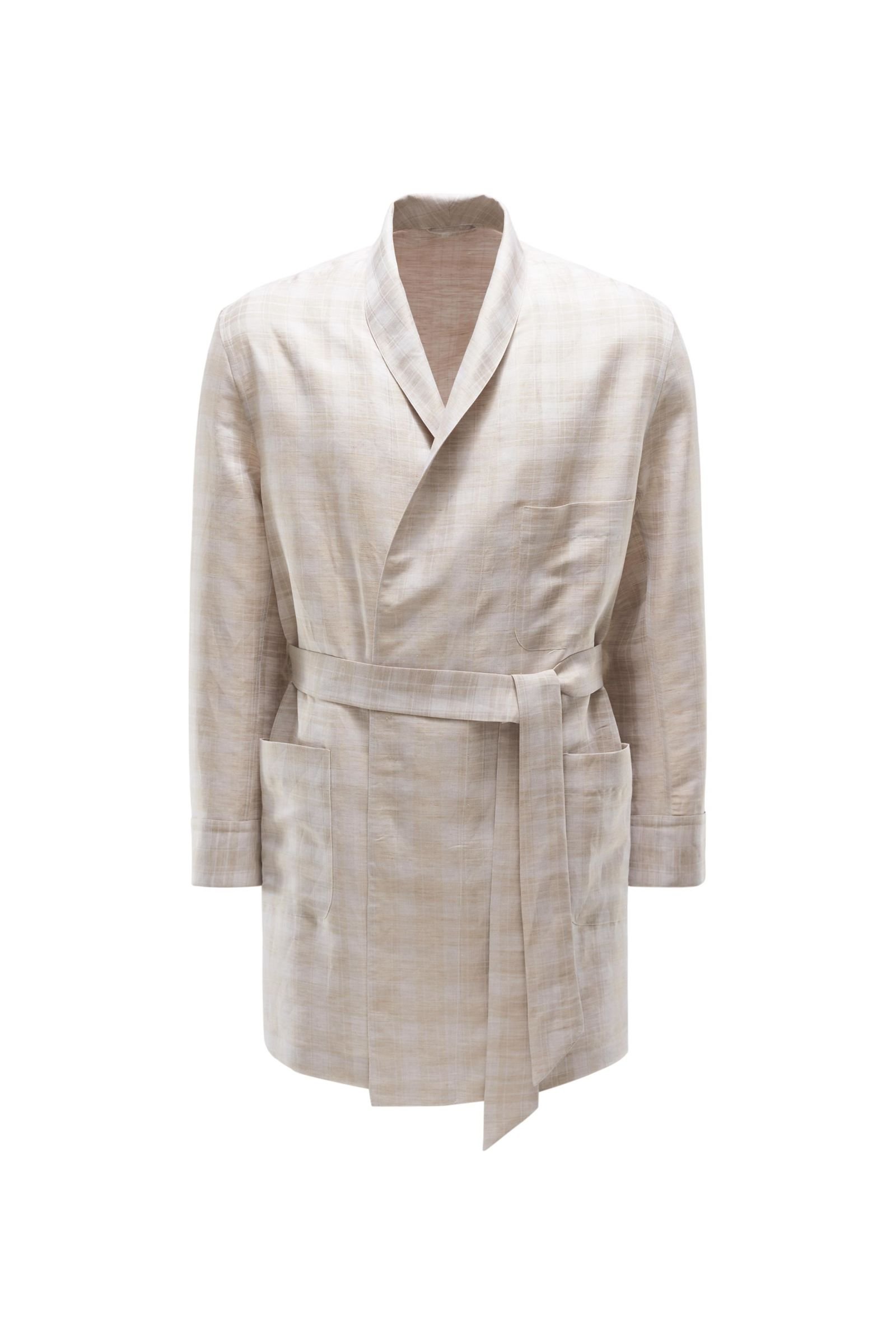 Dressing gown beige checked