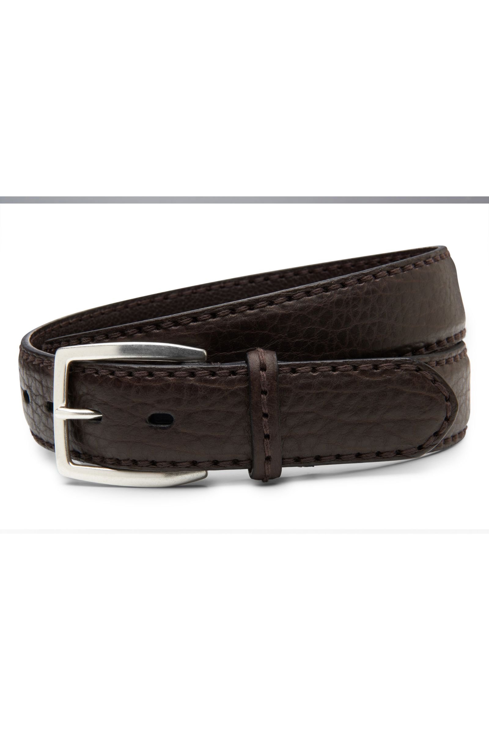 Bison leather belt dark brown