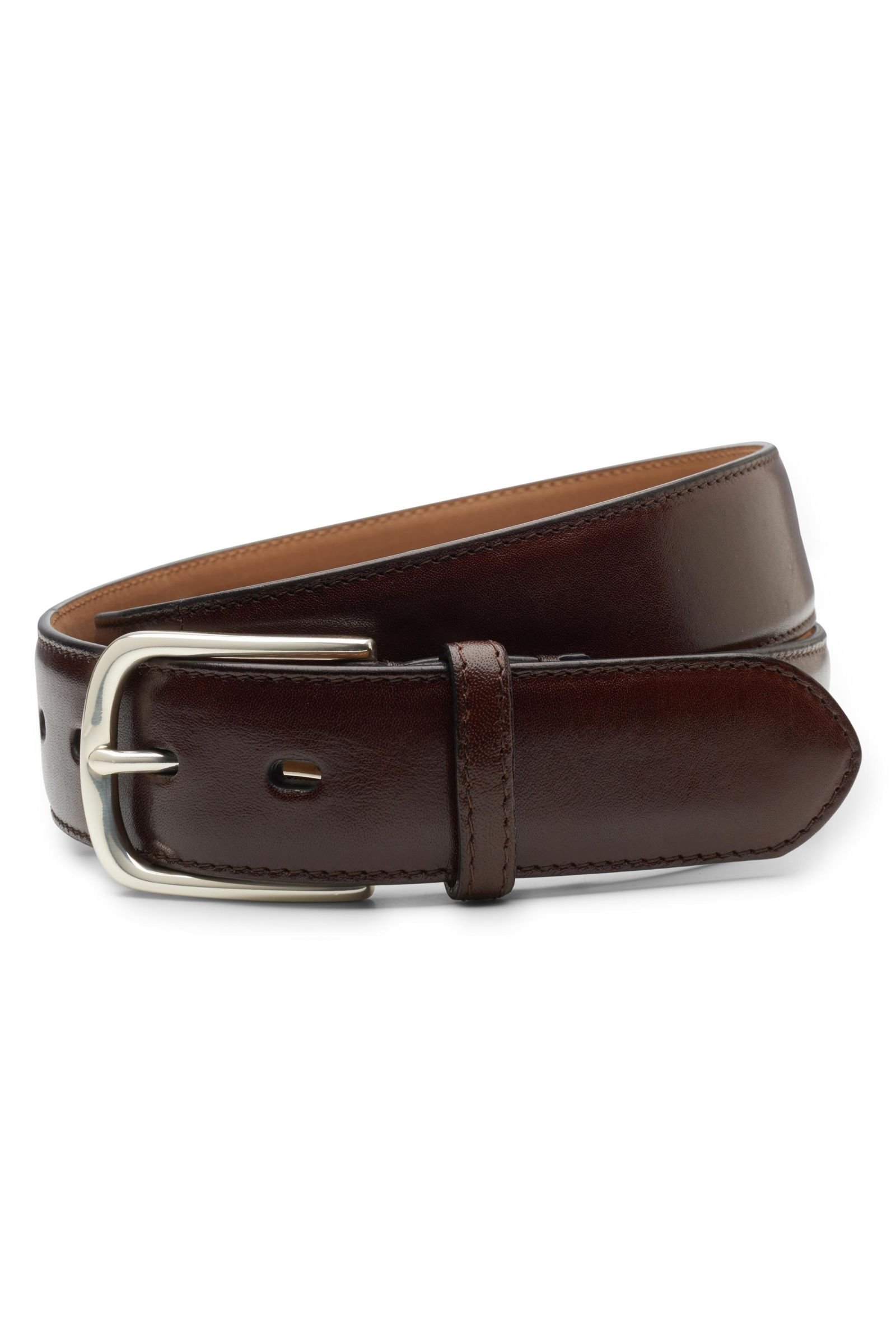 Kangaroo leather belt dark brown