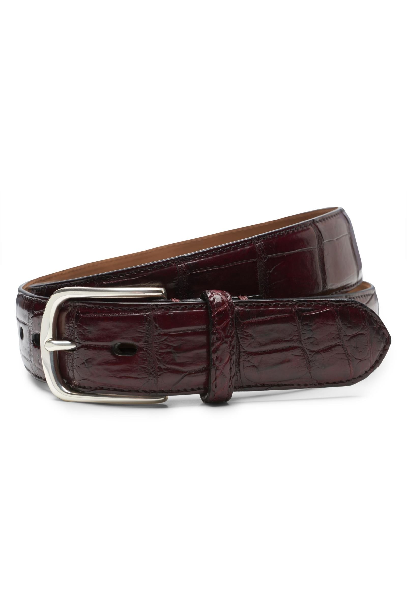 Alligator leather belt burgundy