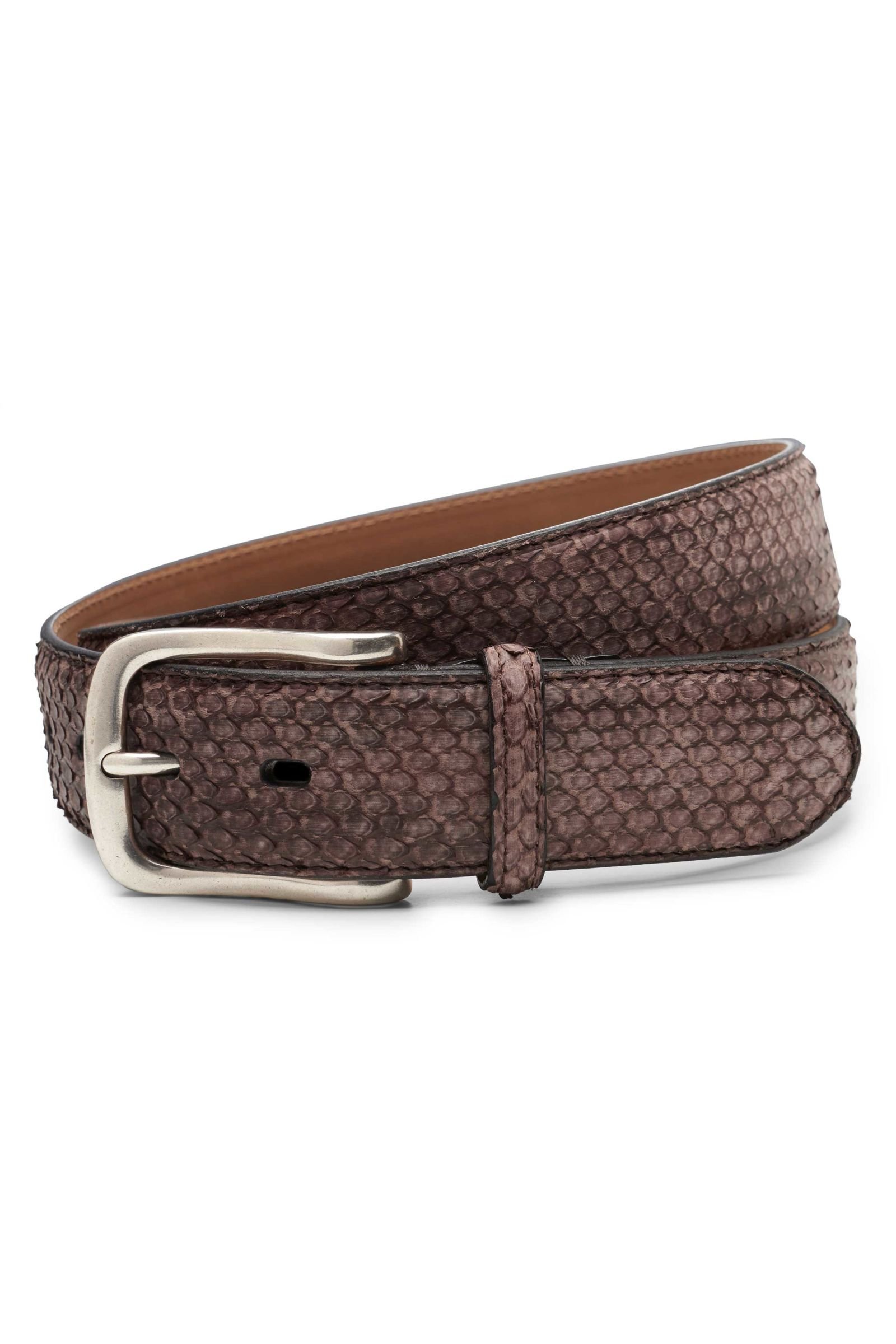 Python leather belt grey-brown