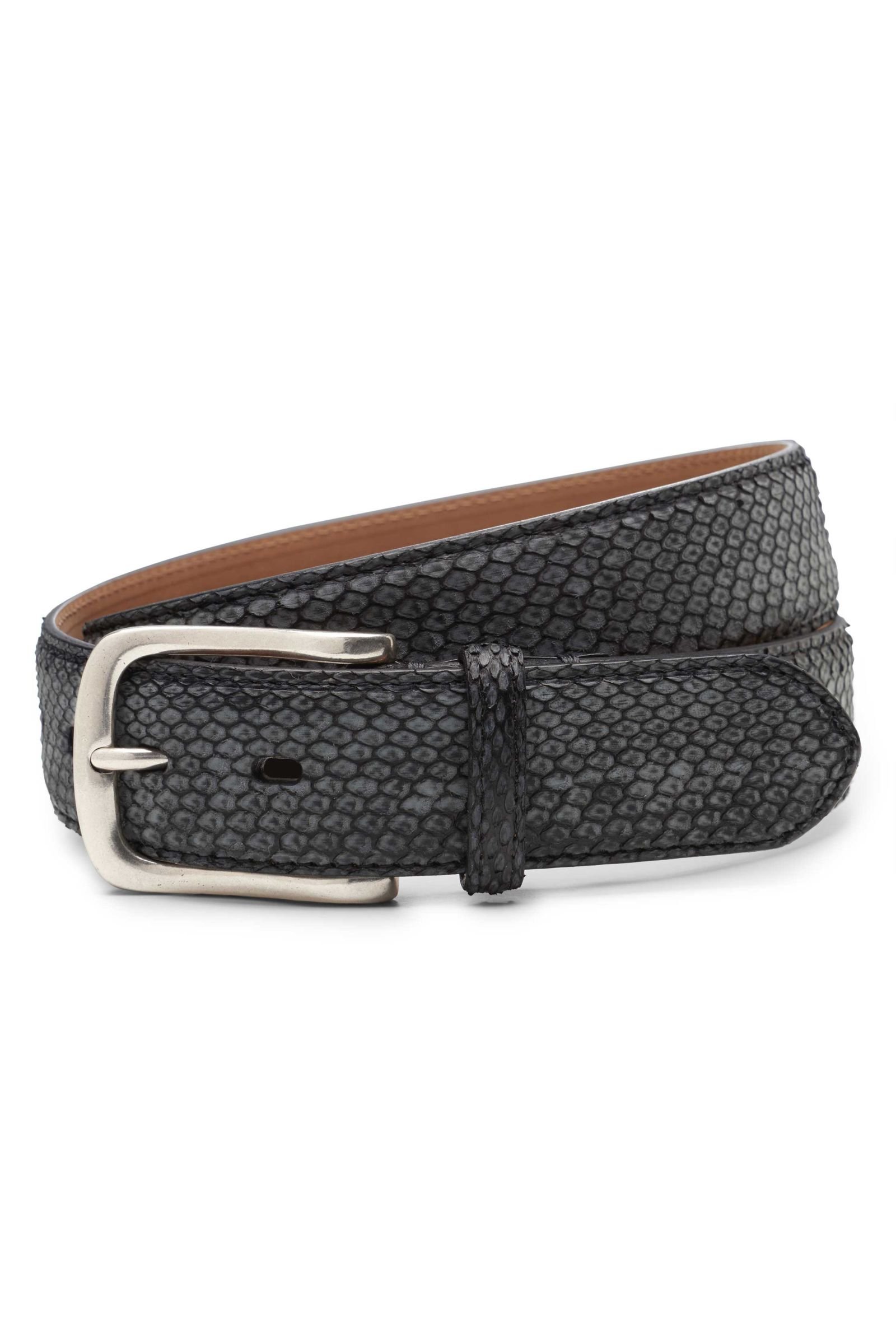 Python leather belt dark grey