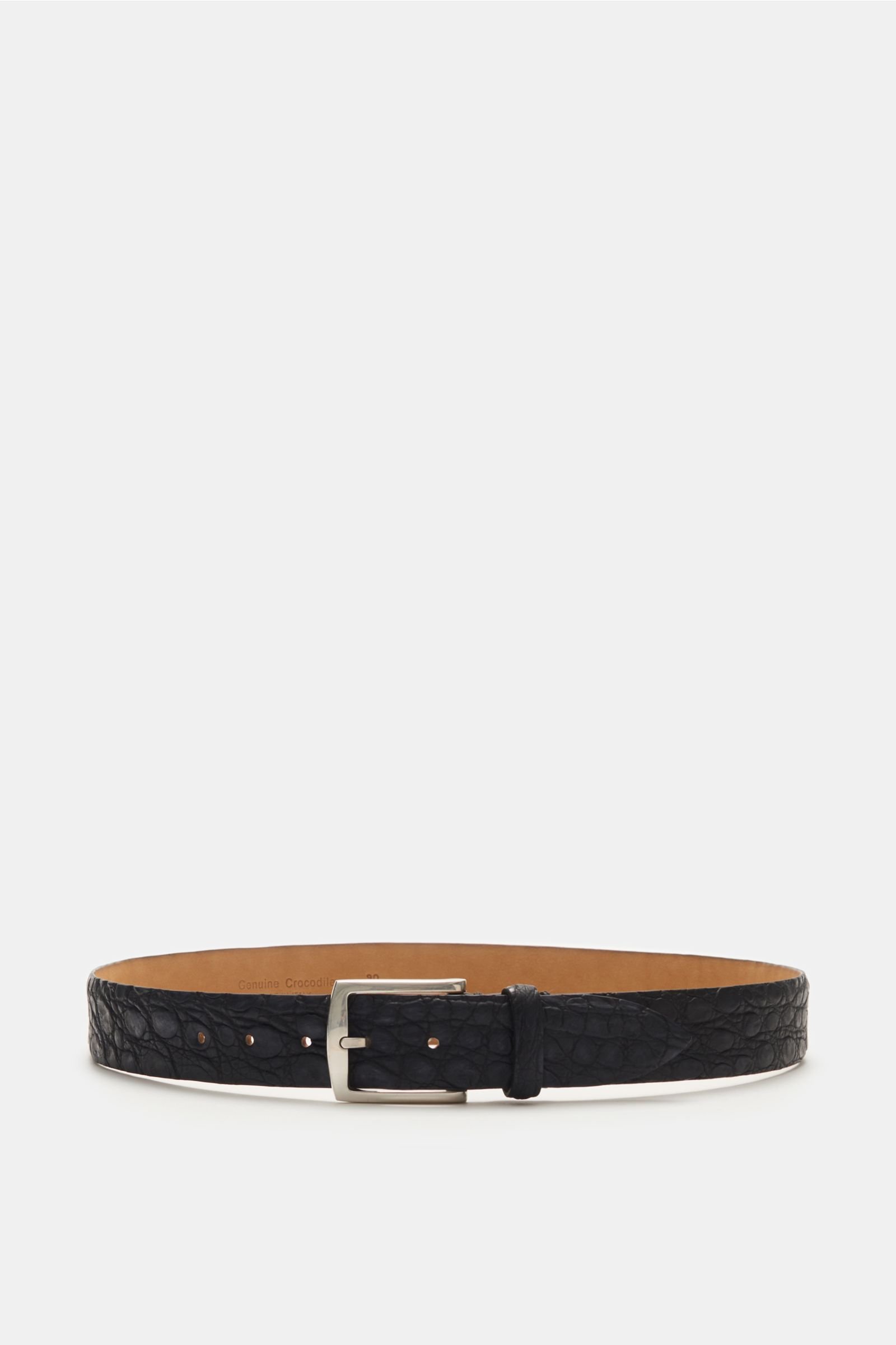 Crocodile leather belt black