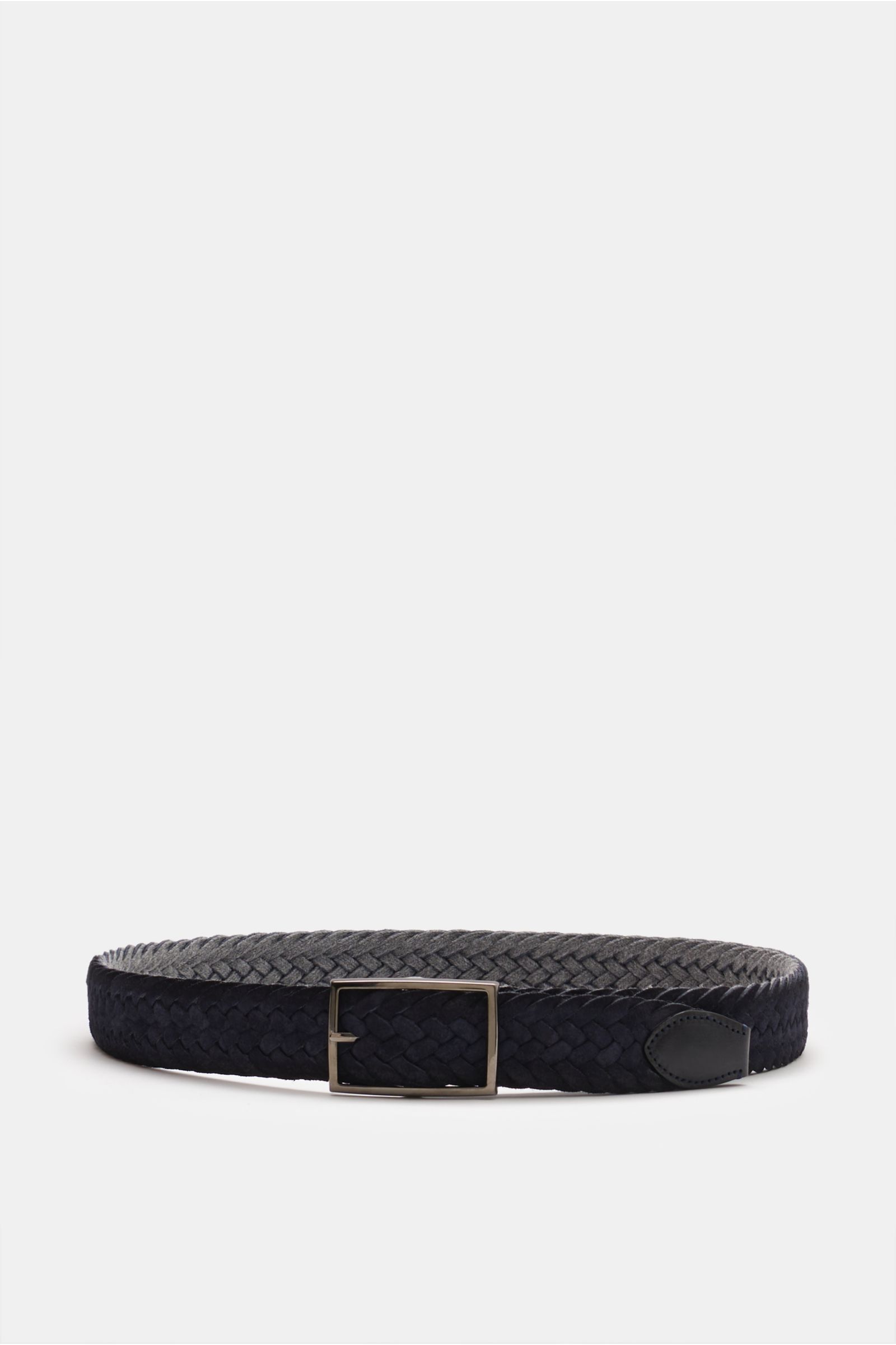 Reversible plaited belt grey/navy