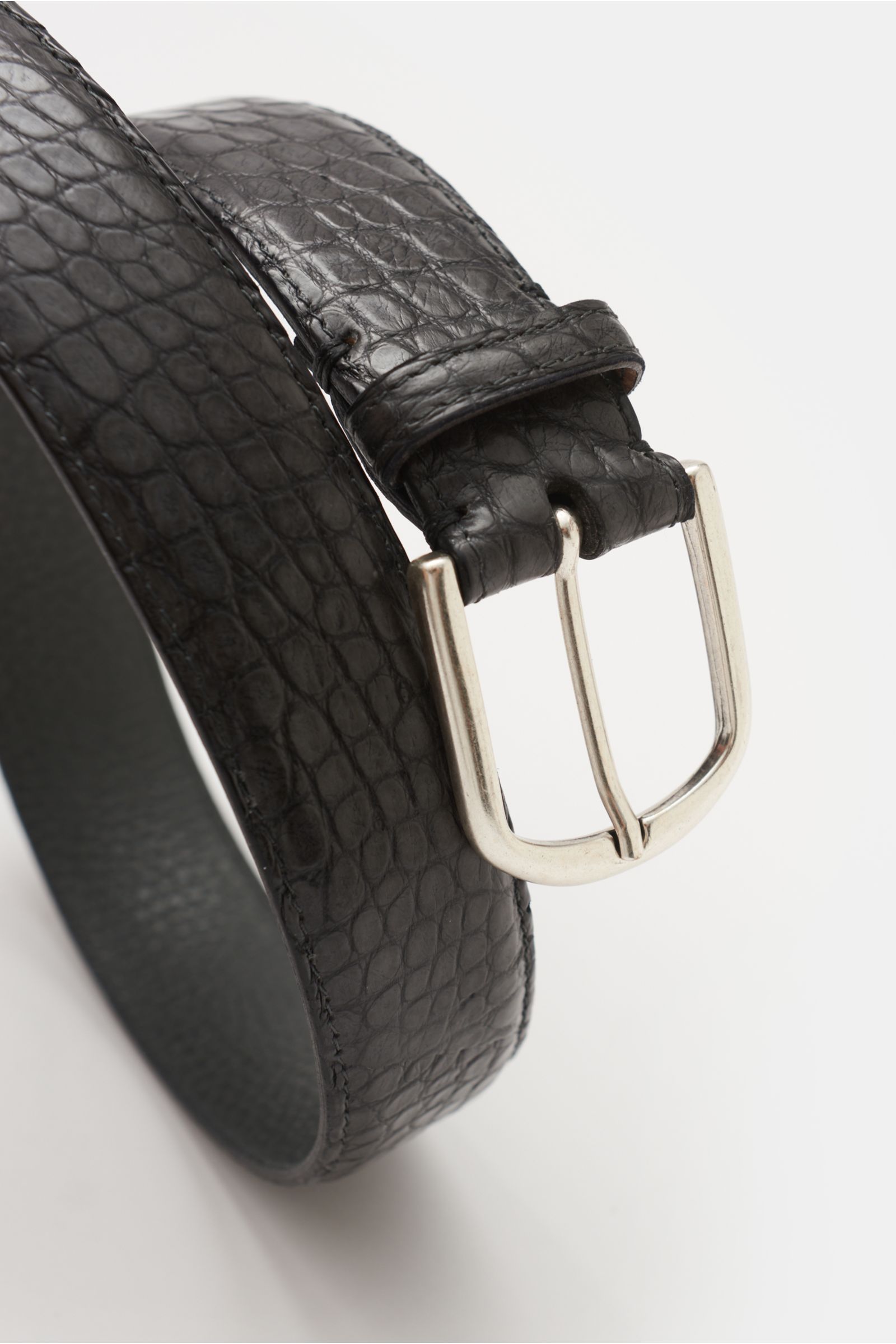 FAUSTO COLATO alligator leather belt anthracite | BRAUN Hamburg