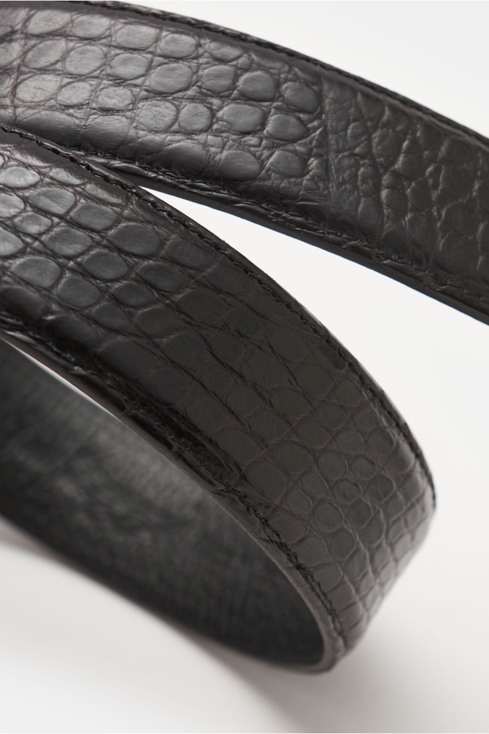Fausto Colato Gürtel Alligatorleder schwarz