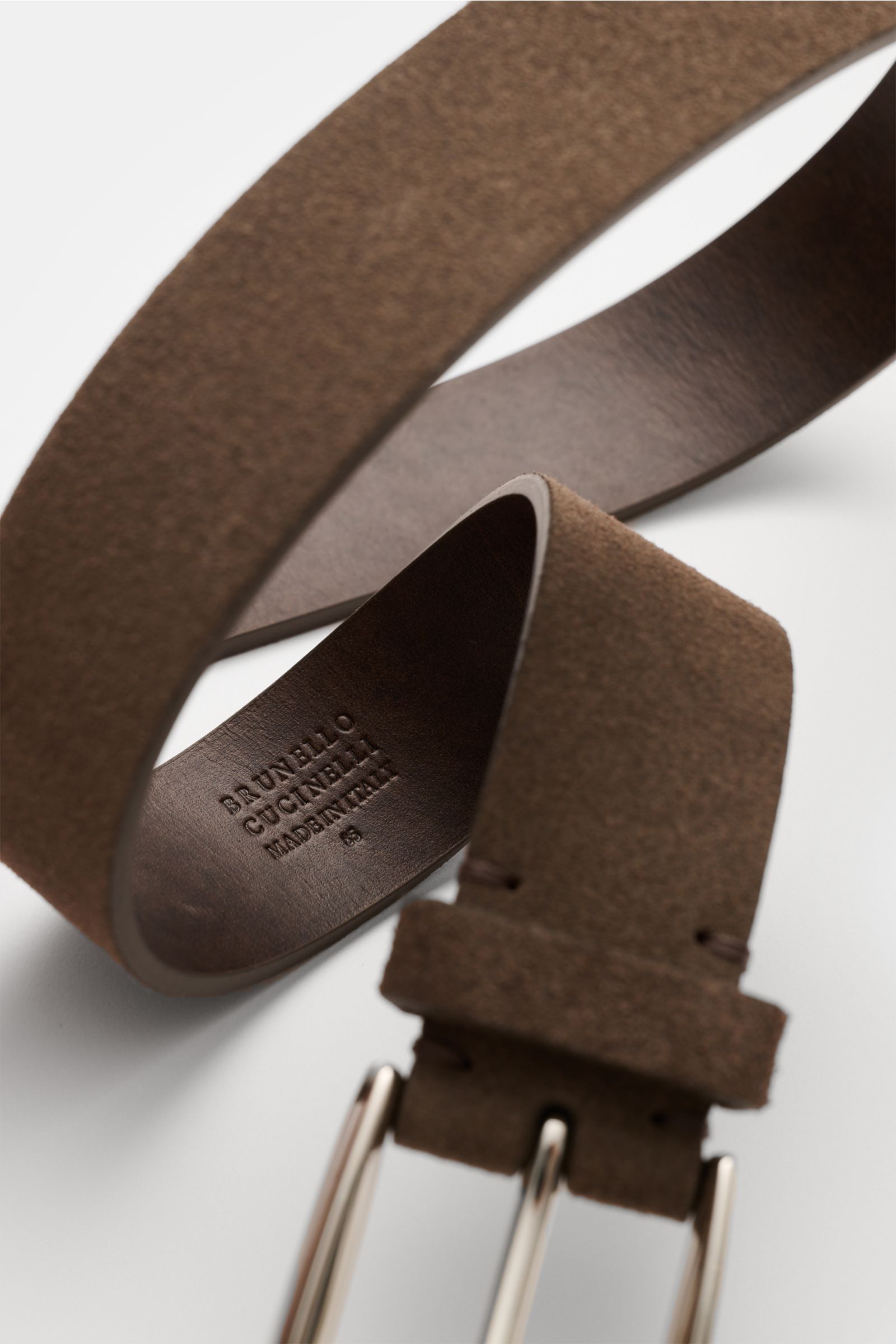 Brunello Cucinelli Veloursleder Gürtel graubraun