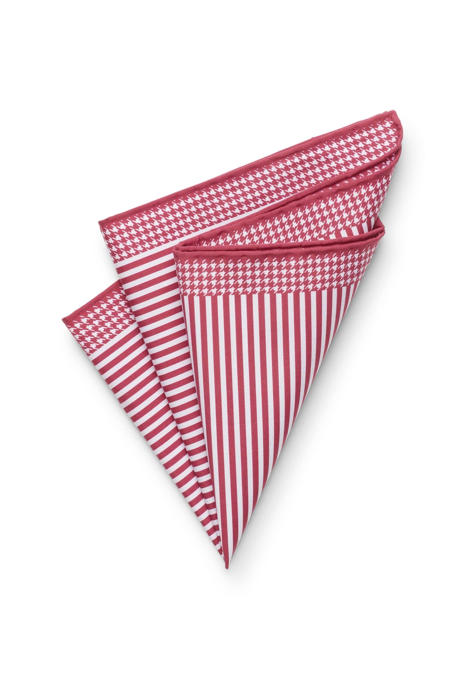 Pocket square dark red/white striped