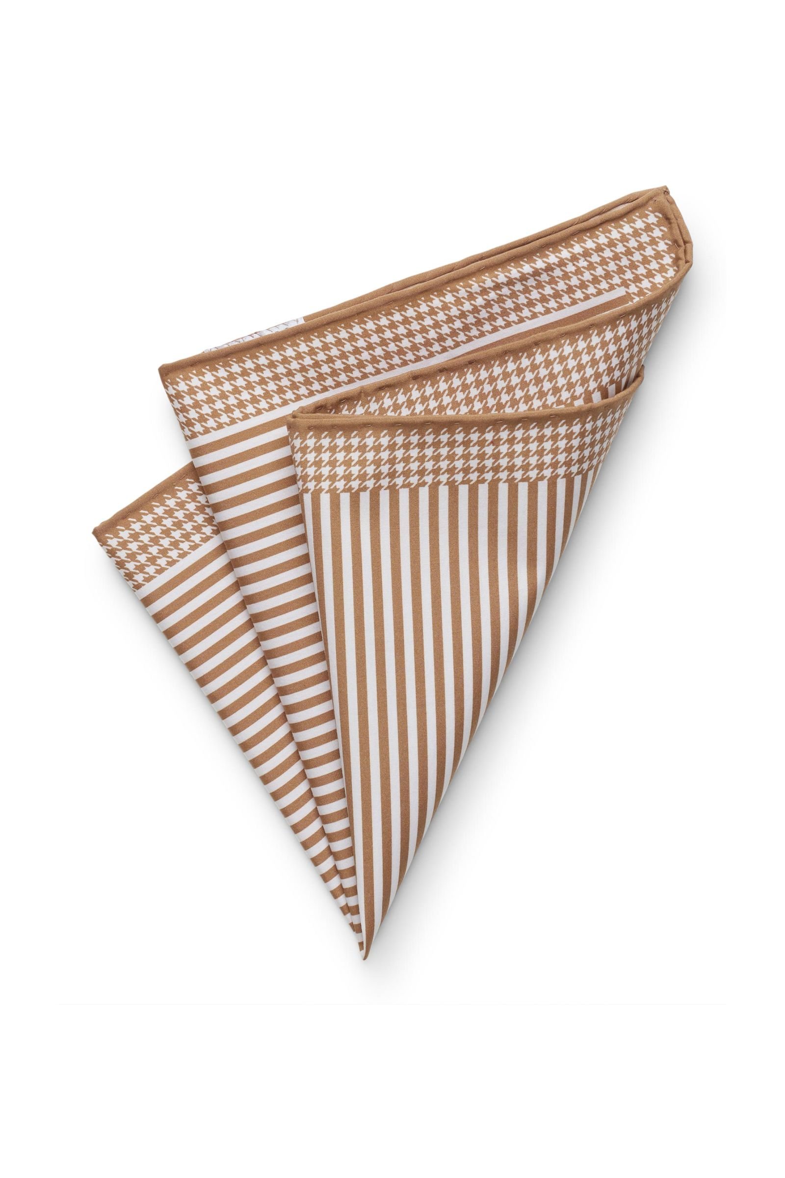 Pocket square brown/white striped