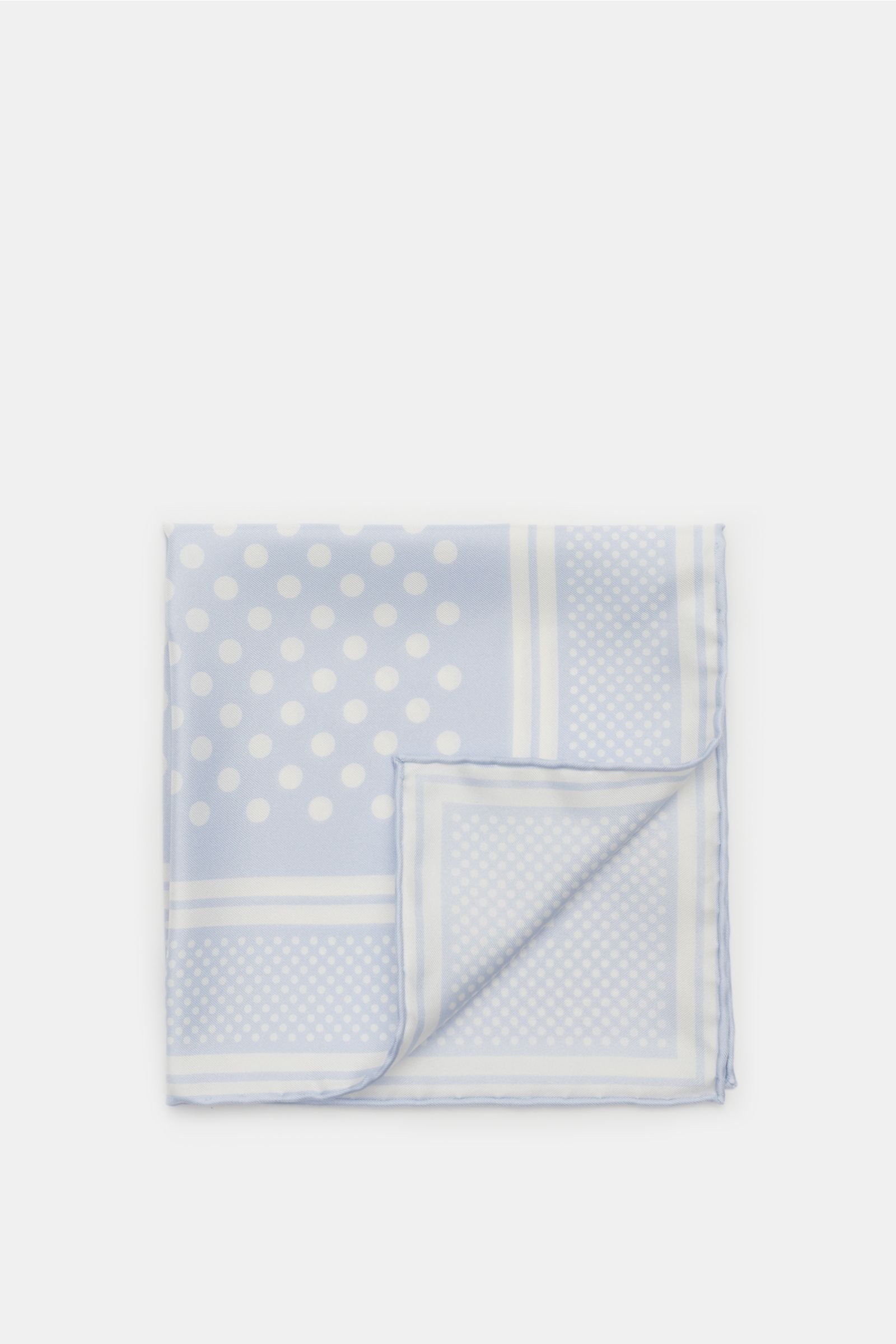 Pocket square pastel blue/white dotted