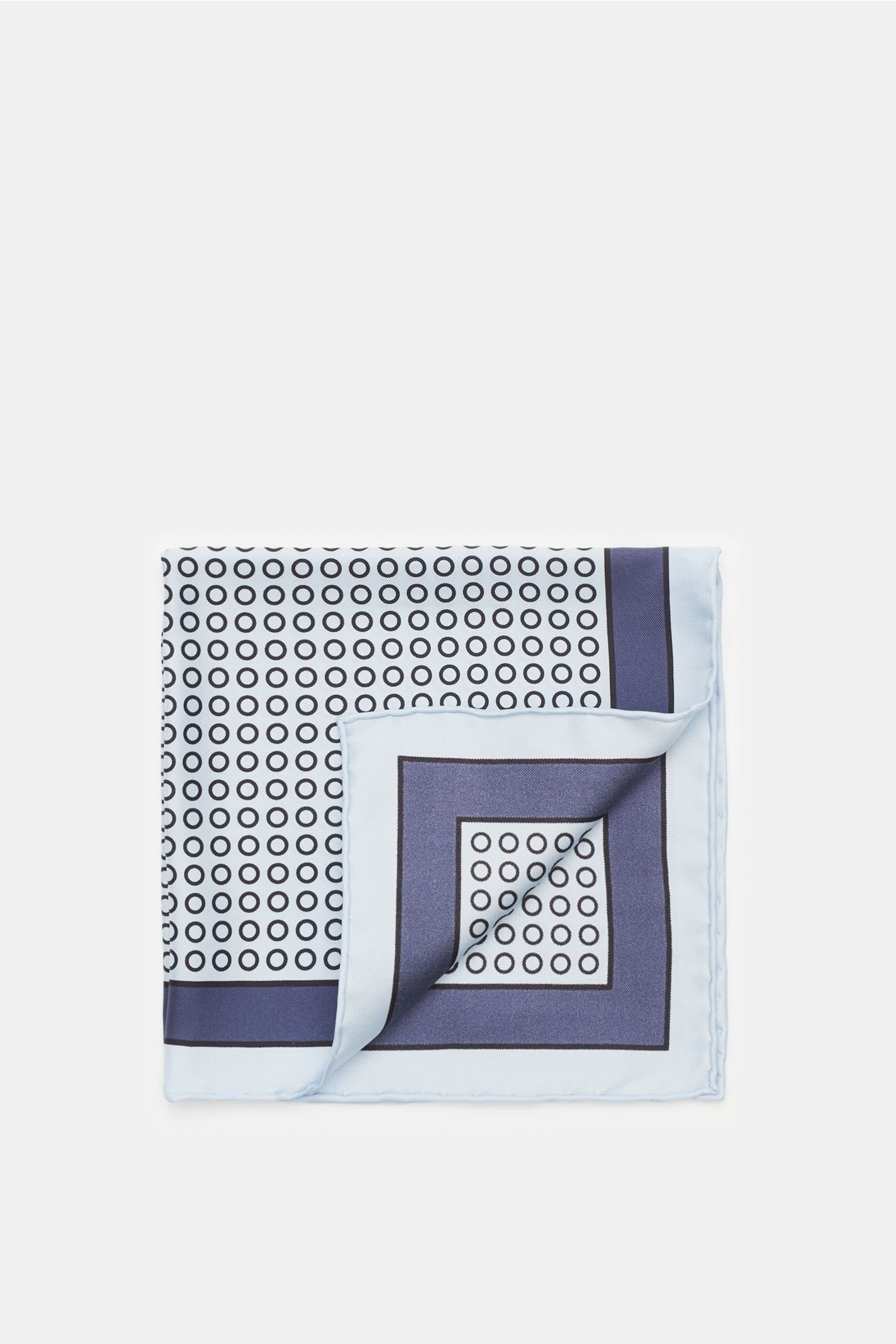 Pocket square light blue/navy with polka dots