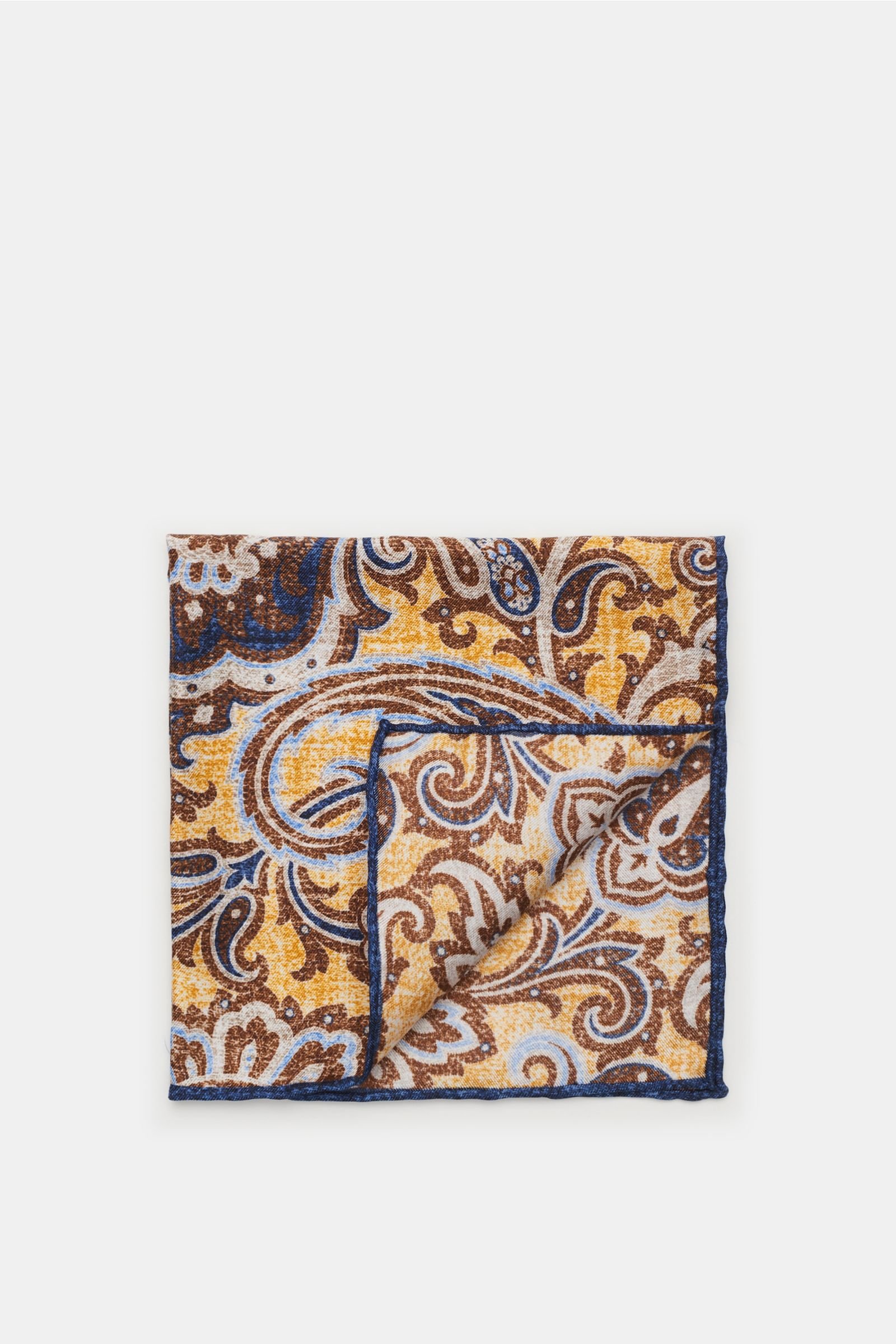 Pocket square yellow/dark brown patterned