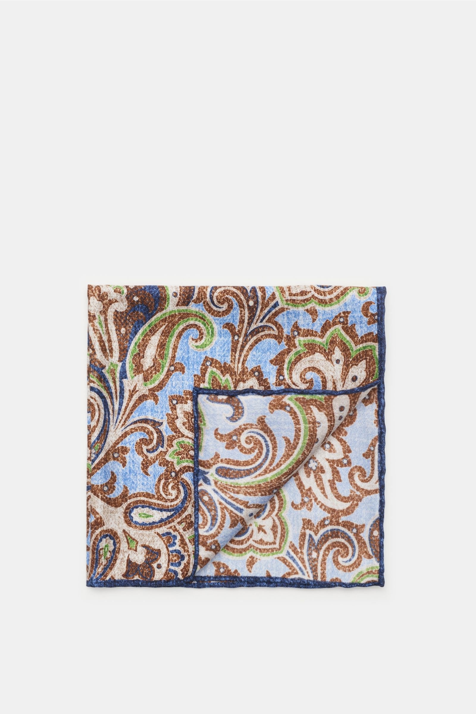 Pocket square light blue/dark brown patterned