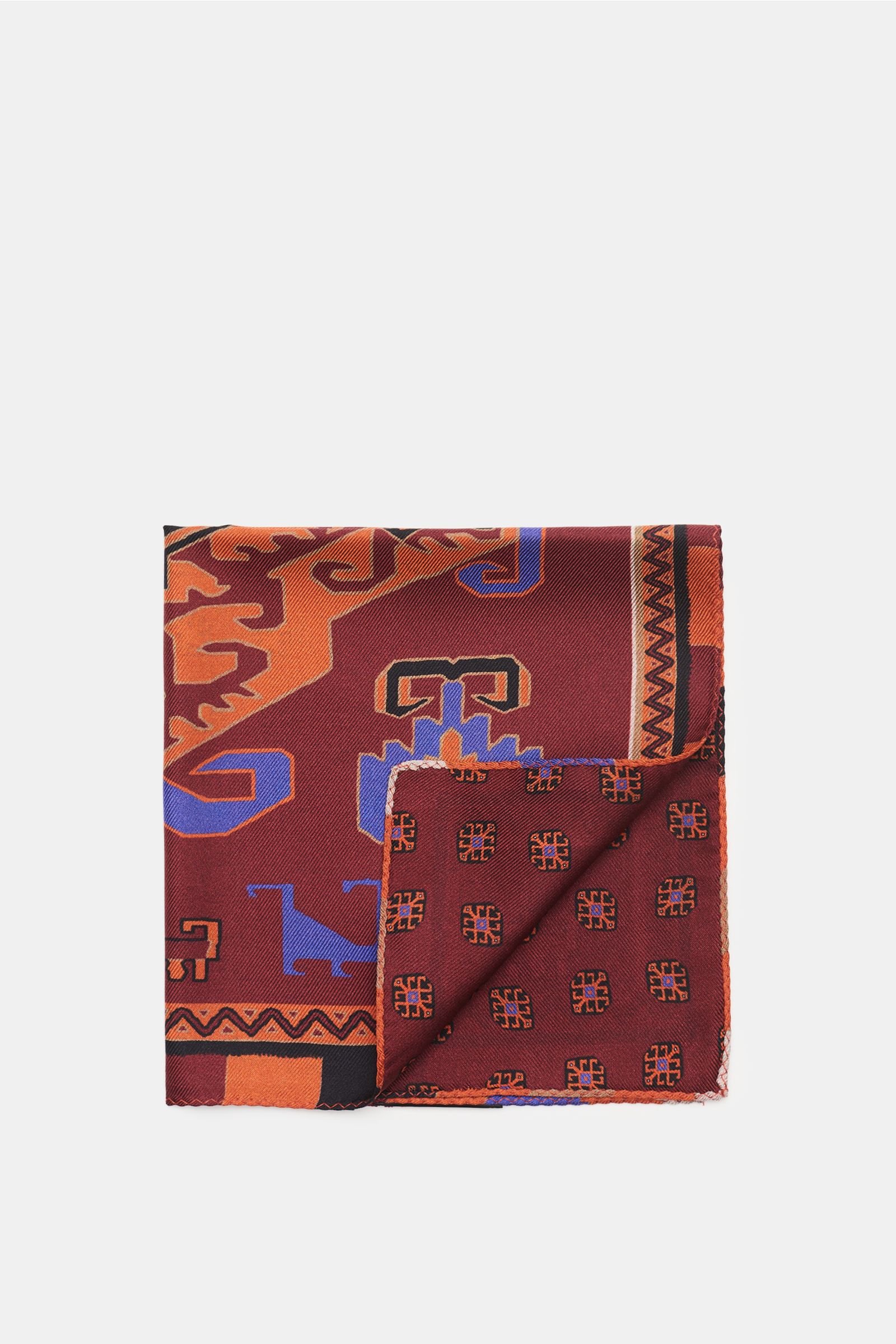 Pocket square burgundy/orange, patterned