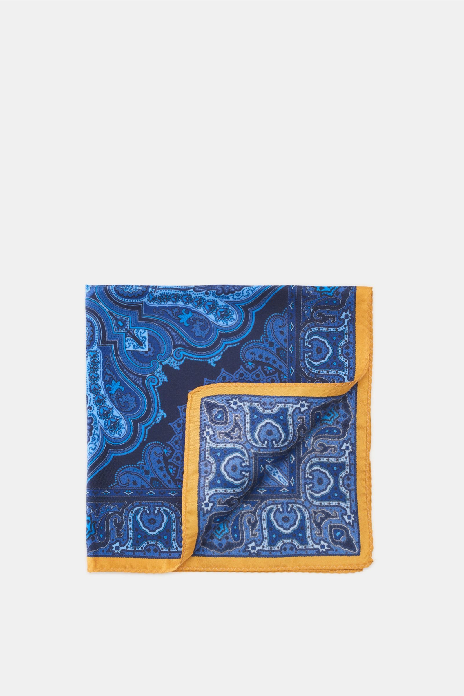 Pocket square navy/yellow patterned