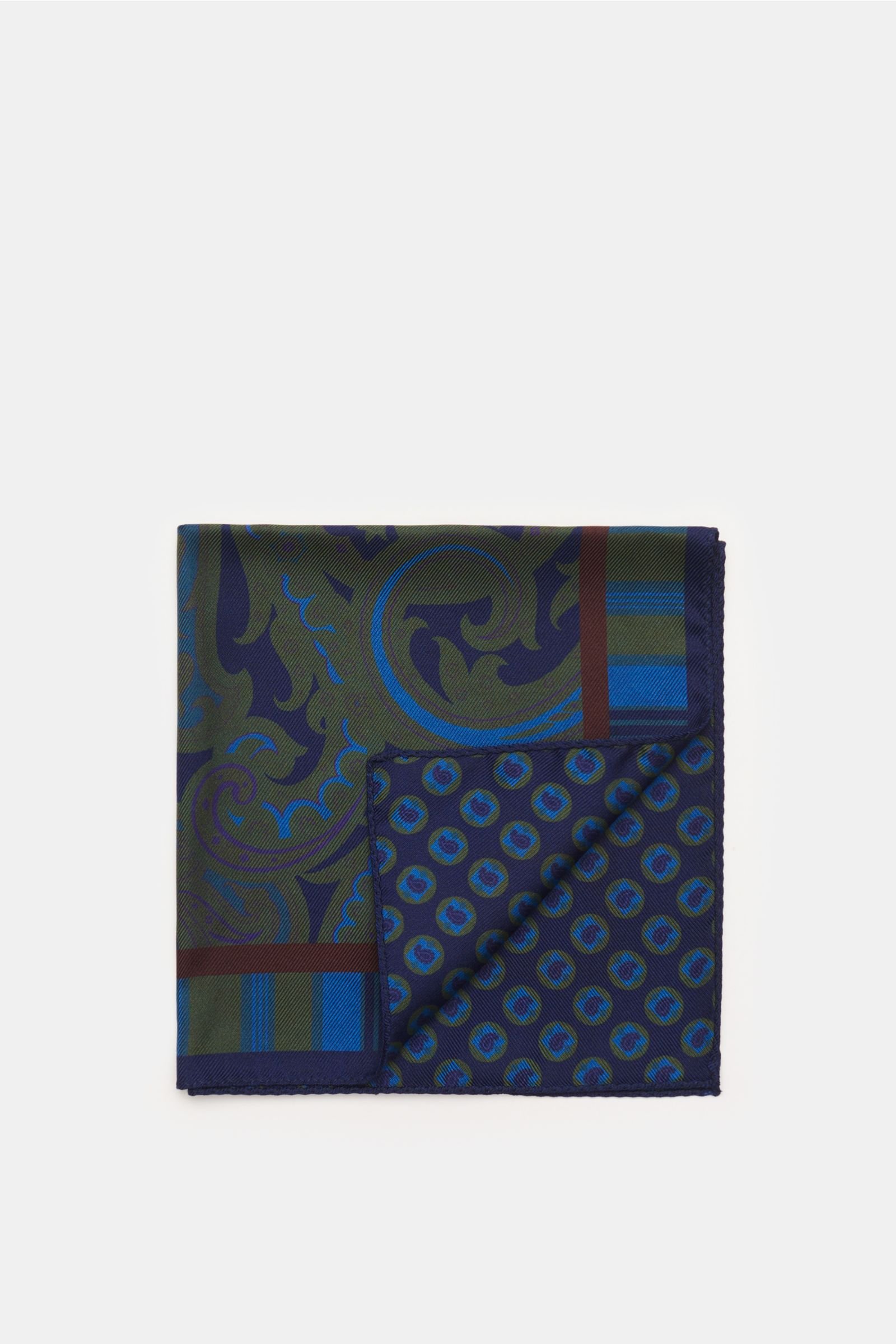 Pocket square navy/olive patterned