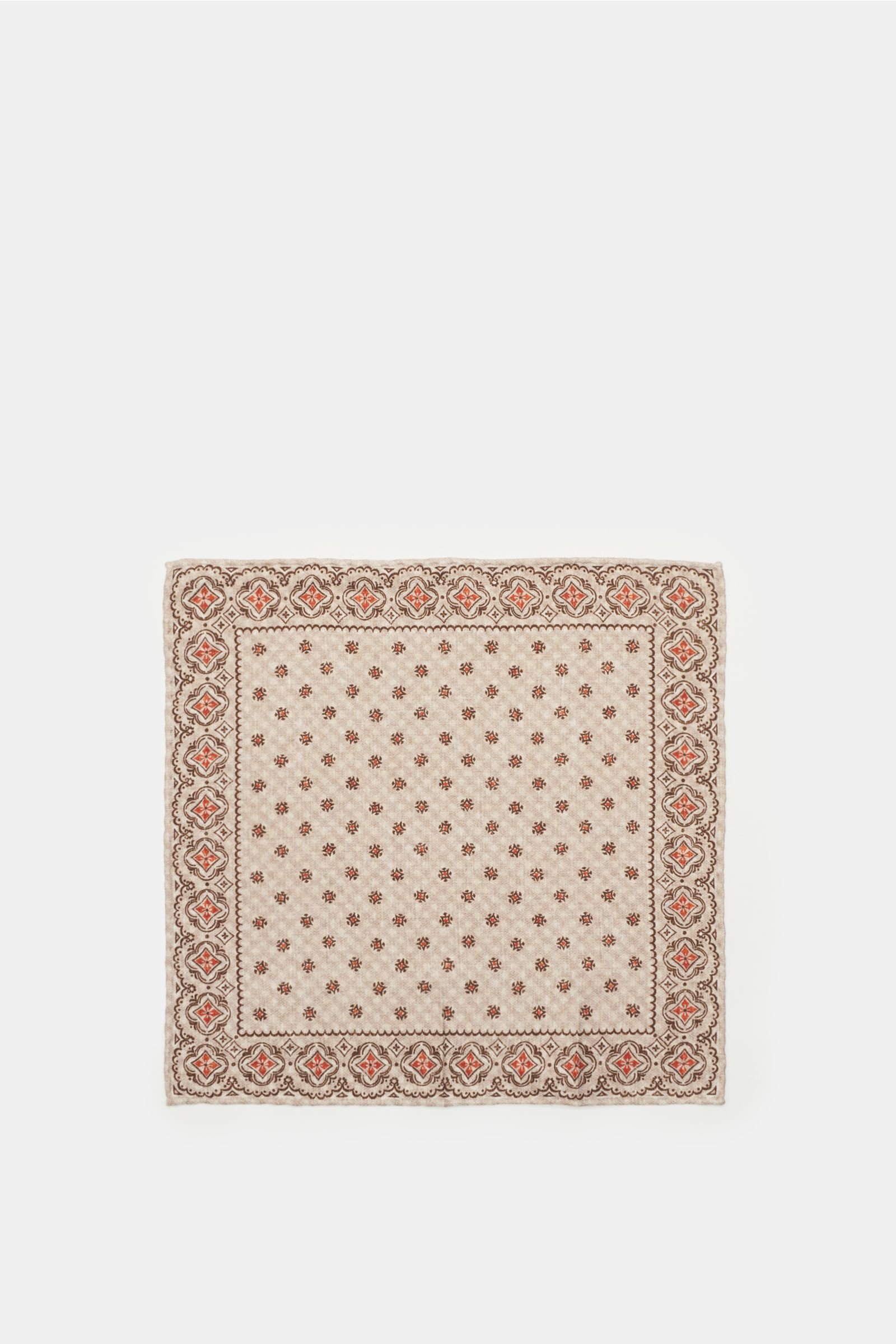 Pocket square beige/dark brown patterned