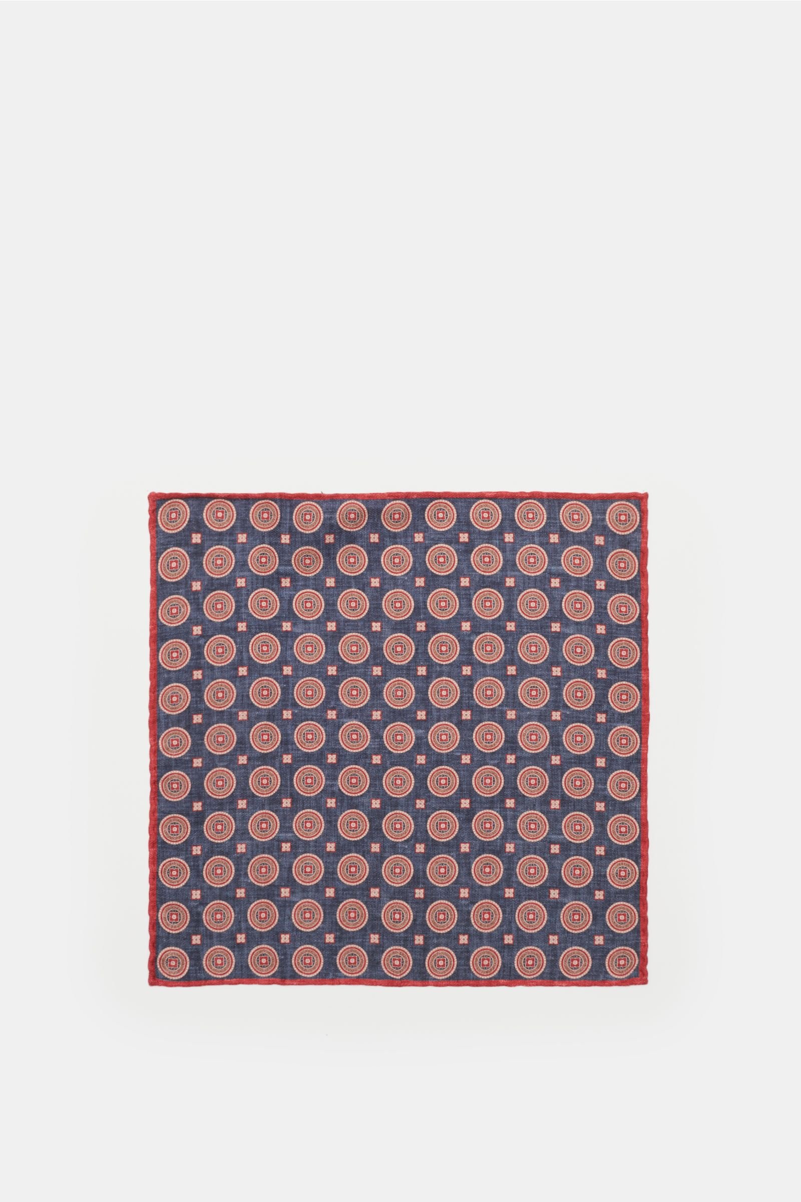 Pocket square navy/red patterned