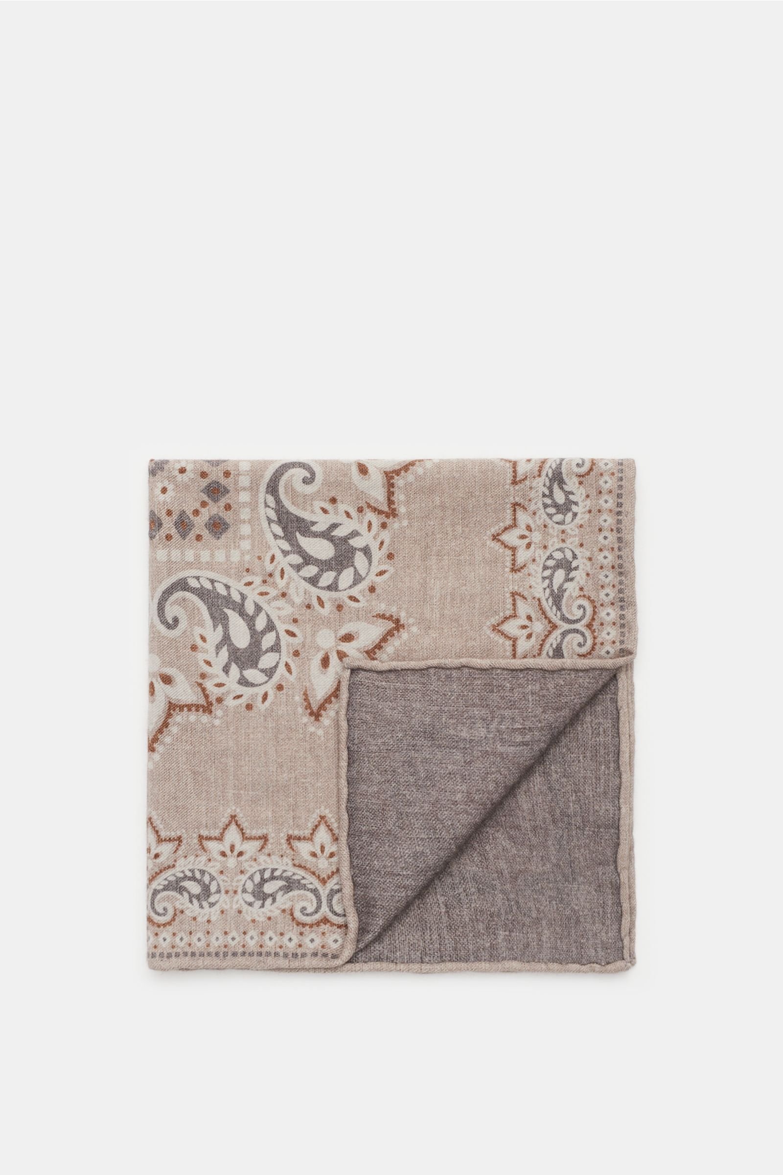 Pocket square beige/dark grey patterned
