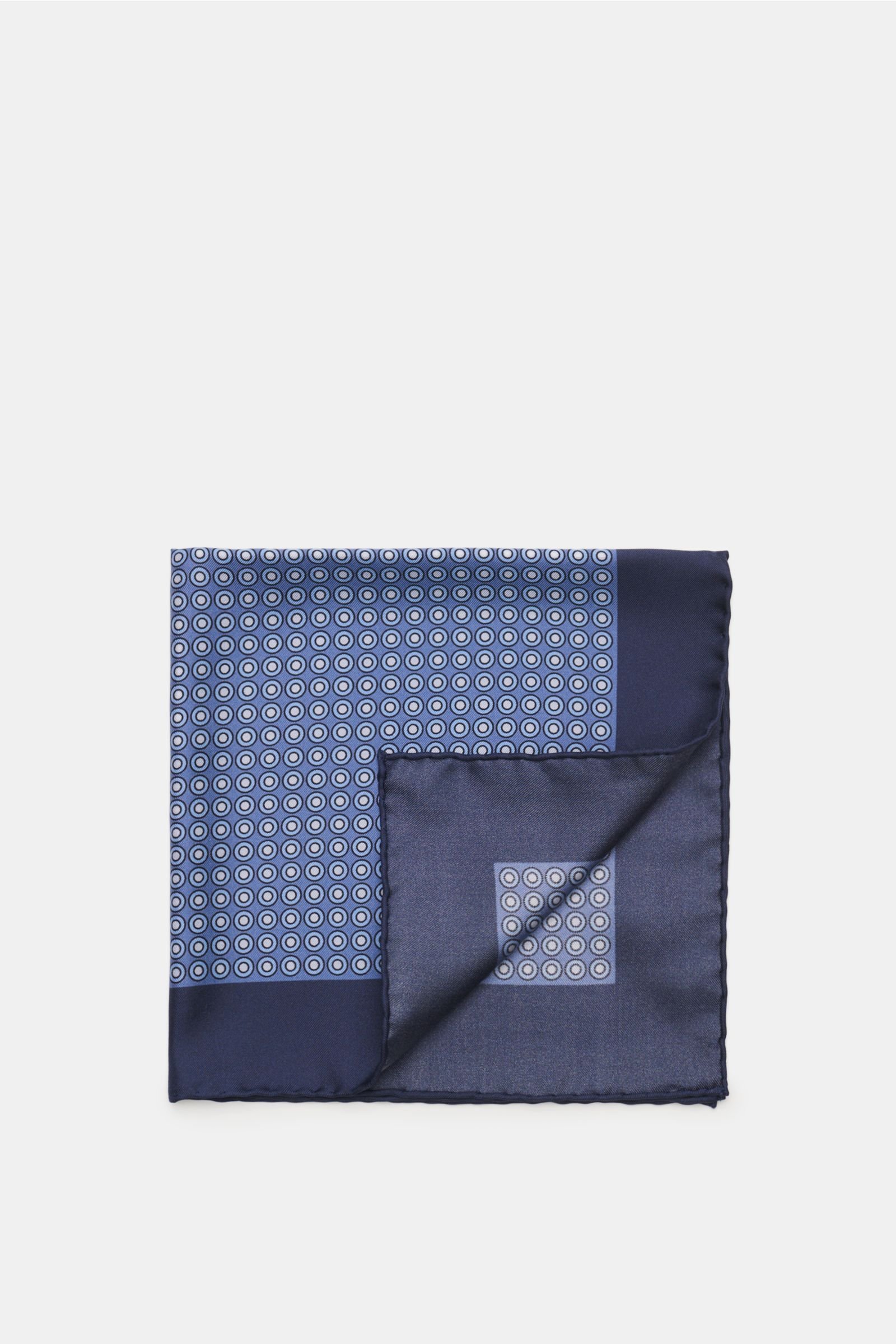 Pocket square grey-blue/navy polka dotted