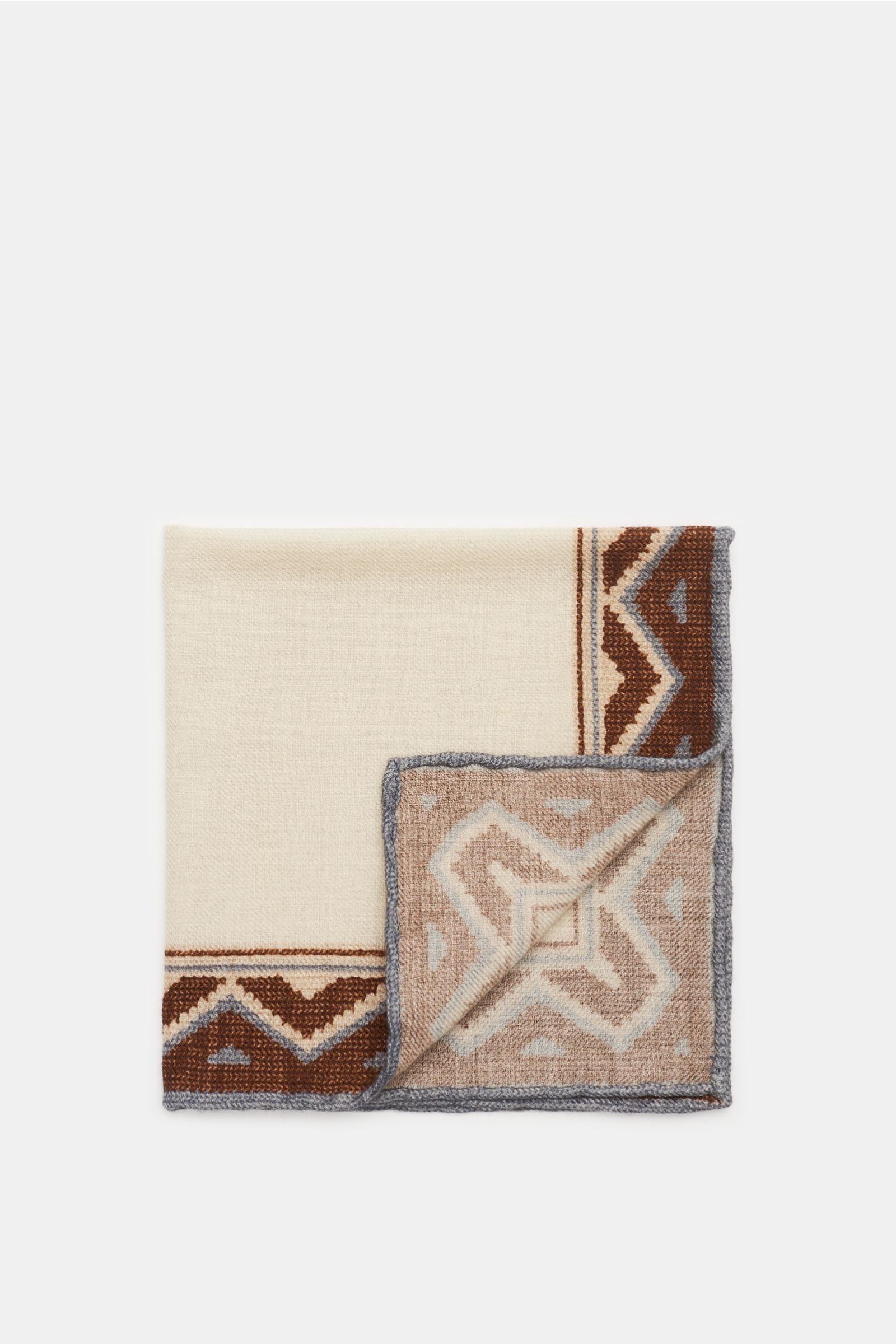 Pocket square, cream/brown patterned