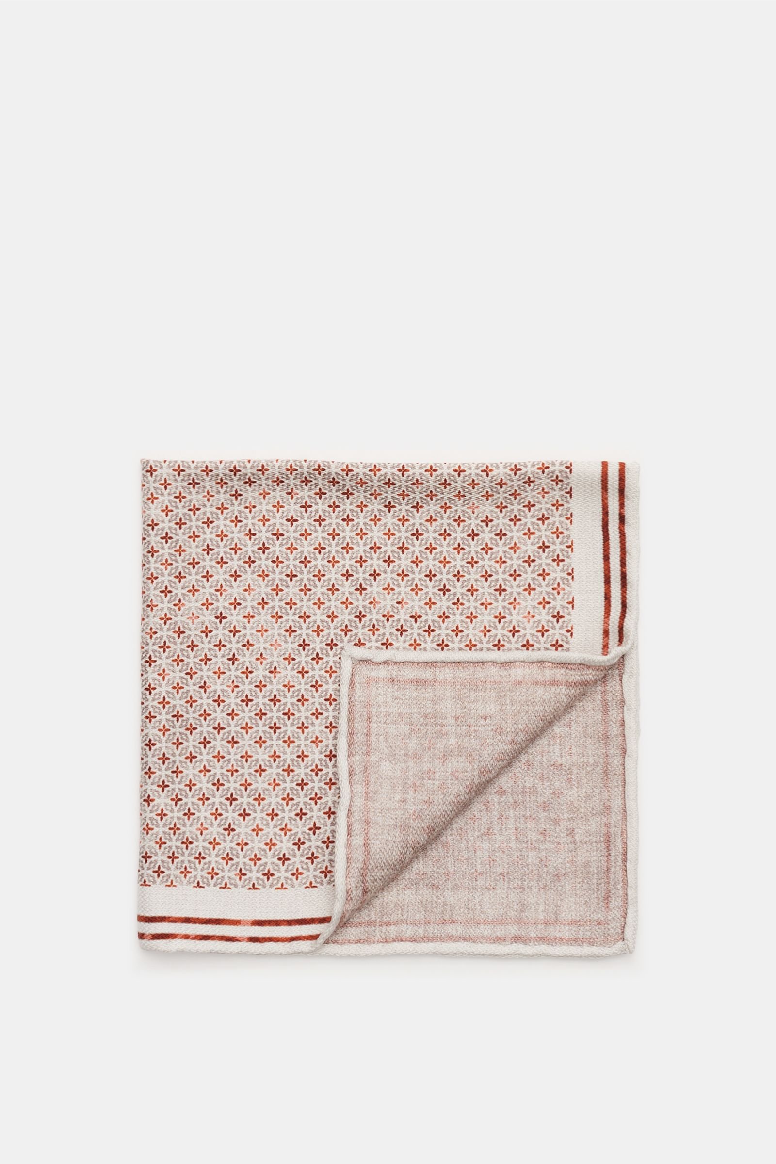 Pocket square off-white/rust-red patterned