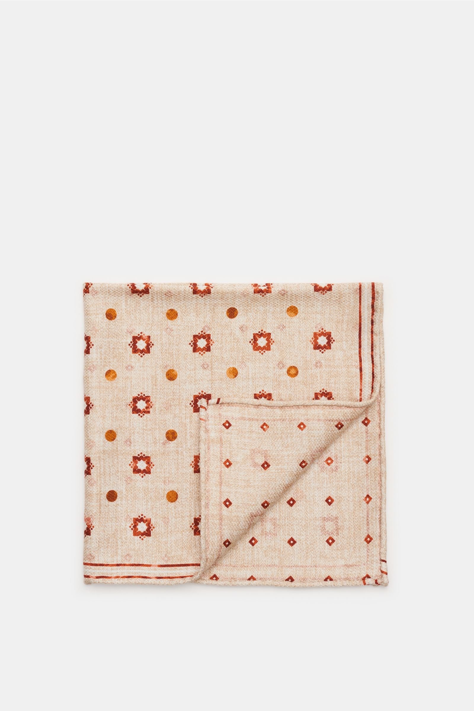 Pocket square beige/rust-red patterned