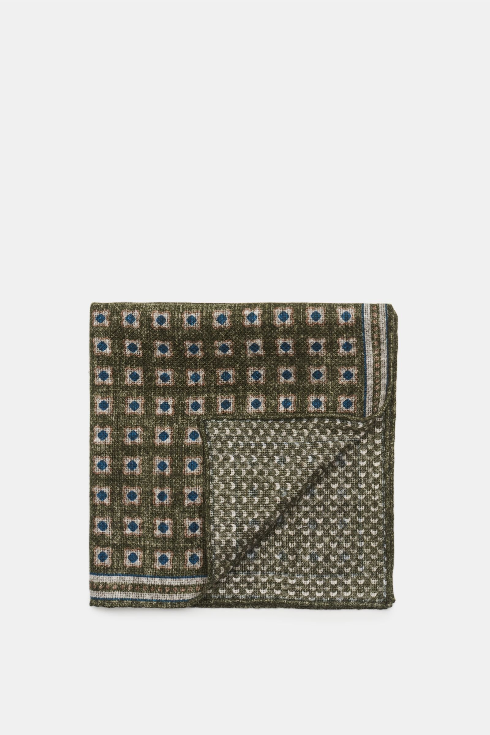 Pocket square olive/navy patterned