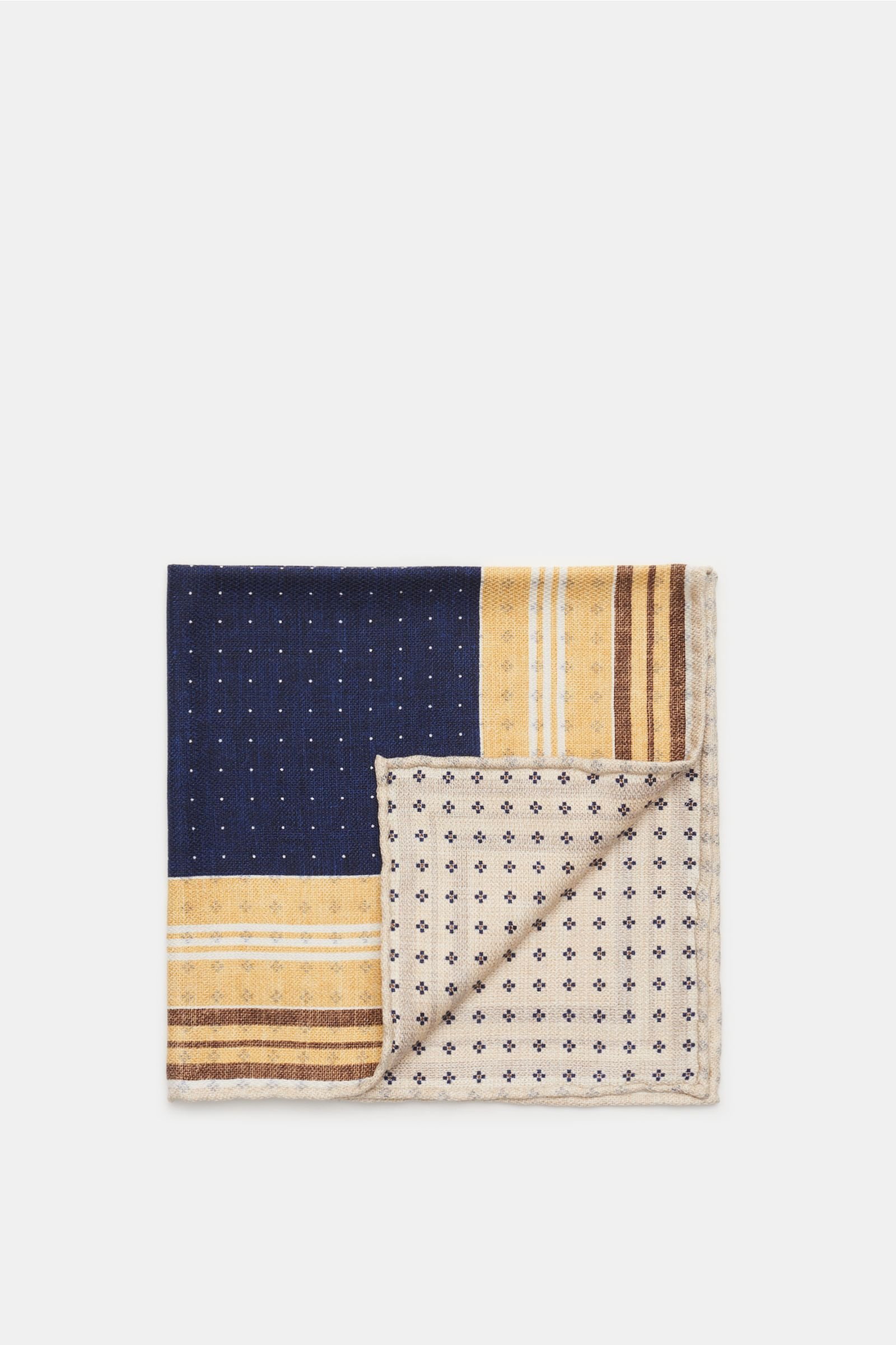 Pocket square yellow/navy patterned