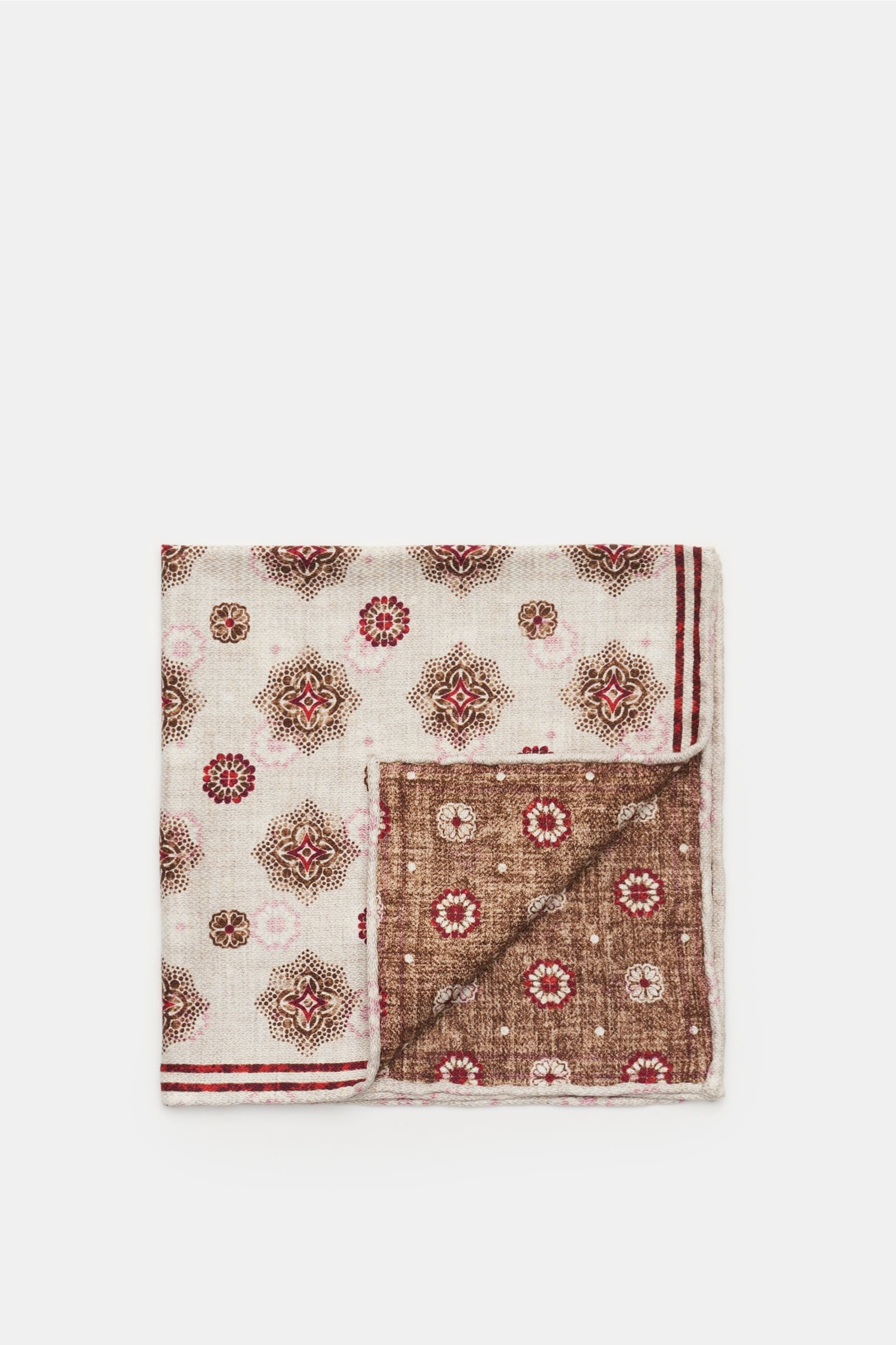 Pocket square red/beige patterned