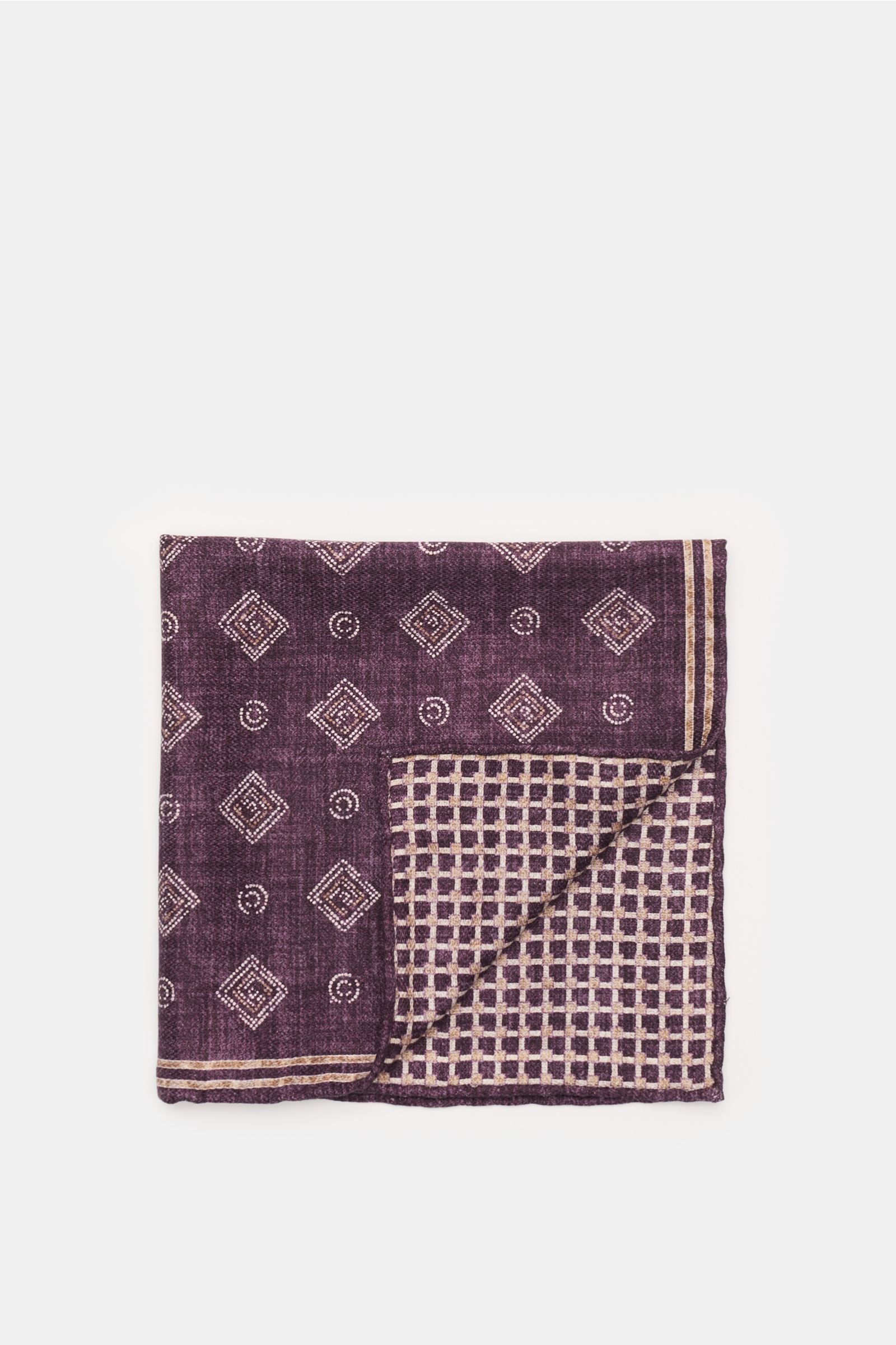 Pocket square purple/grey-brown patterned