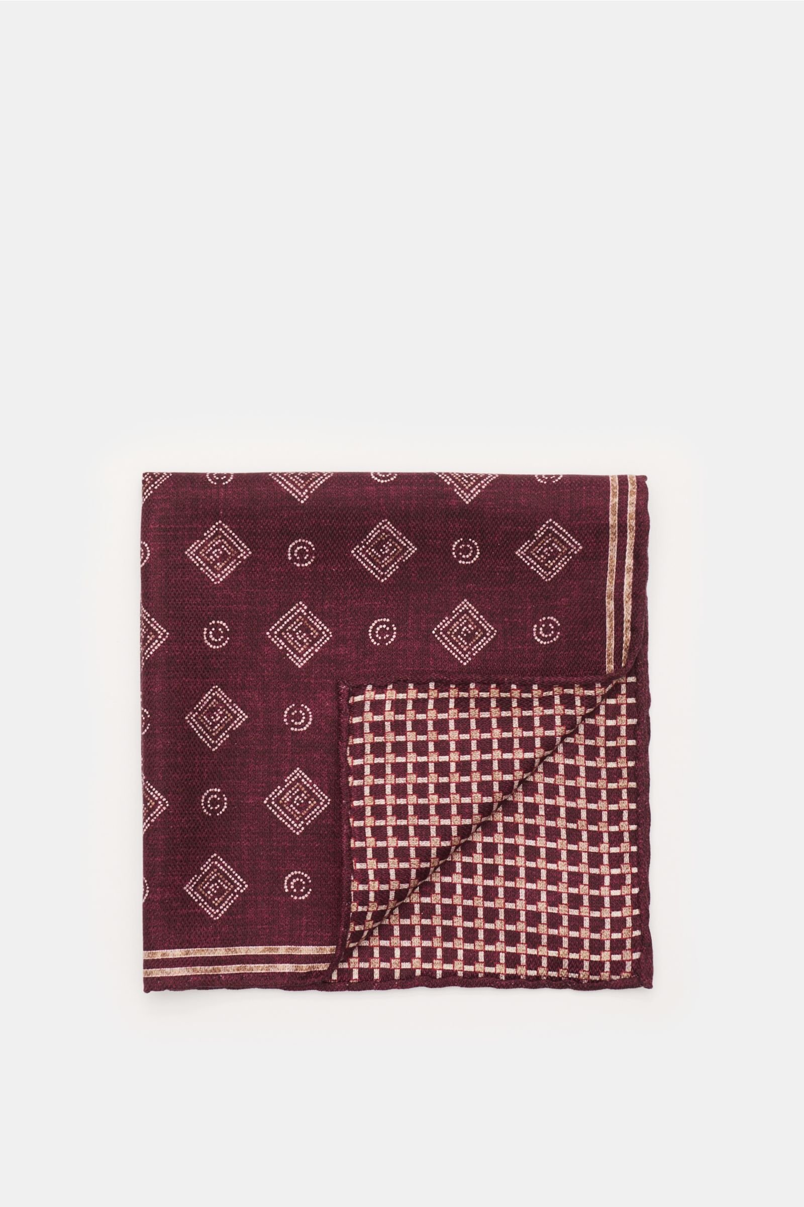 Pocket square burgundy/grey-brown patterned