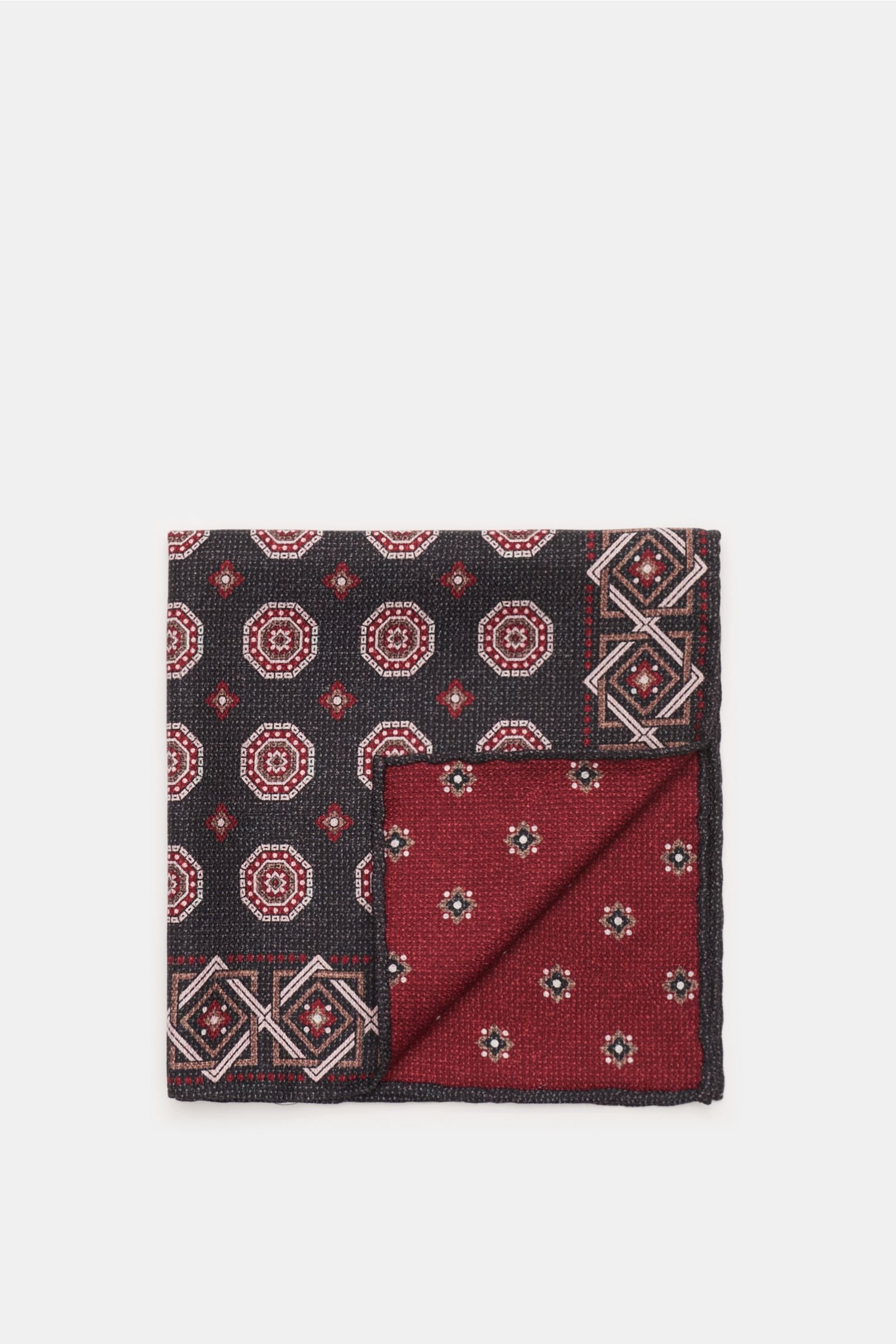 Pocket square dark grey/burgundy patterned