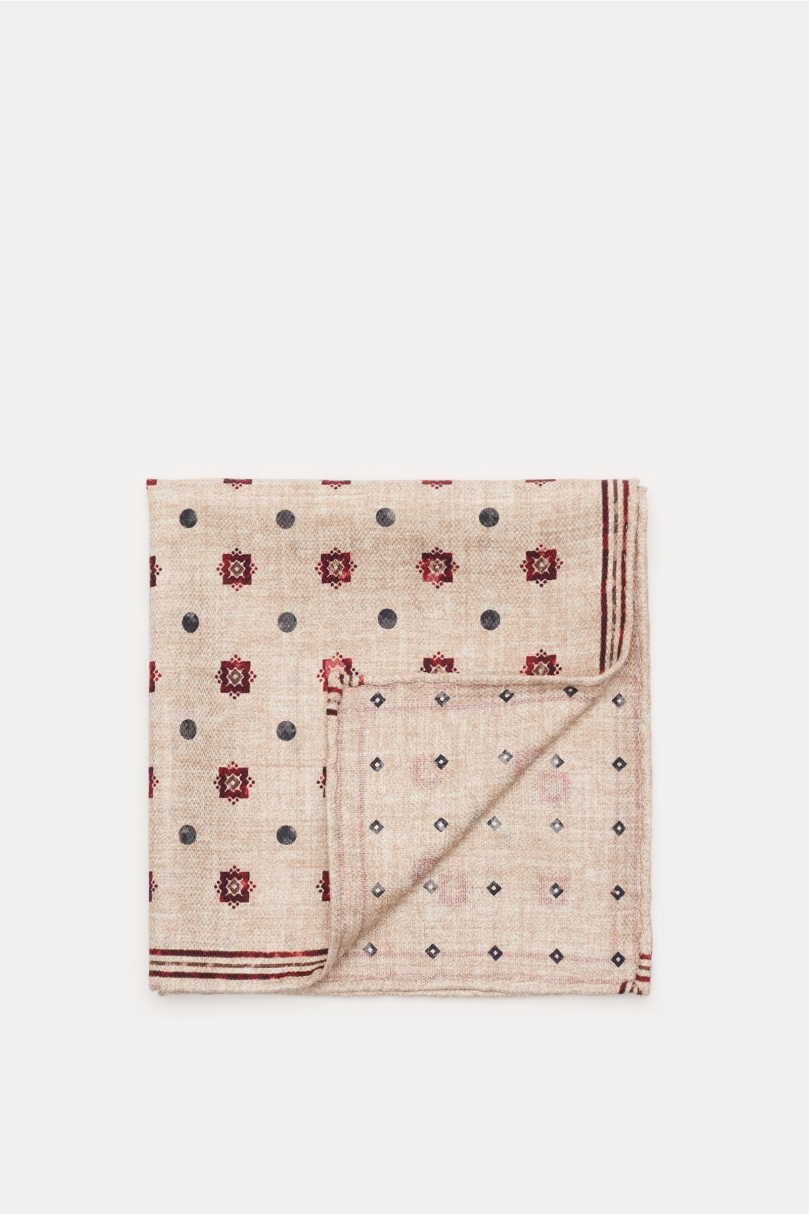 Pocket square beige/burgundy patterned