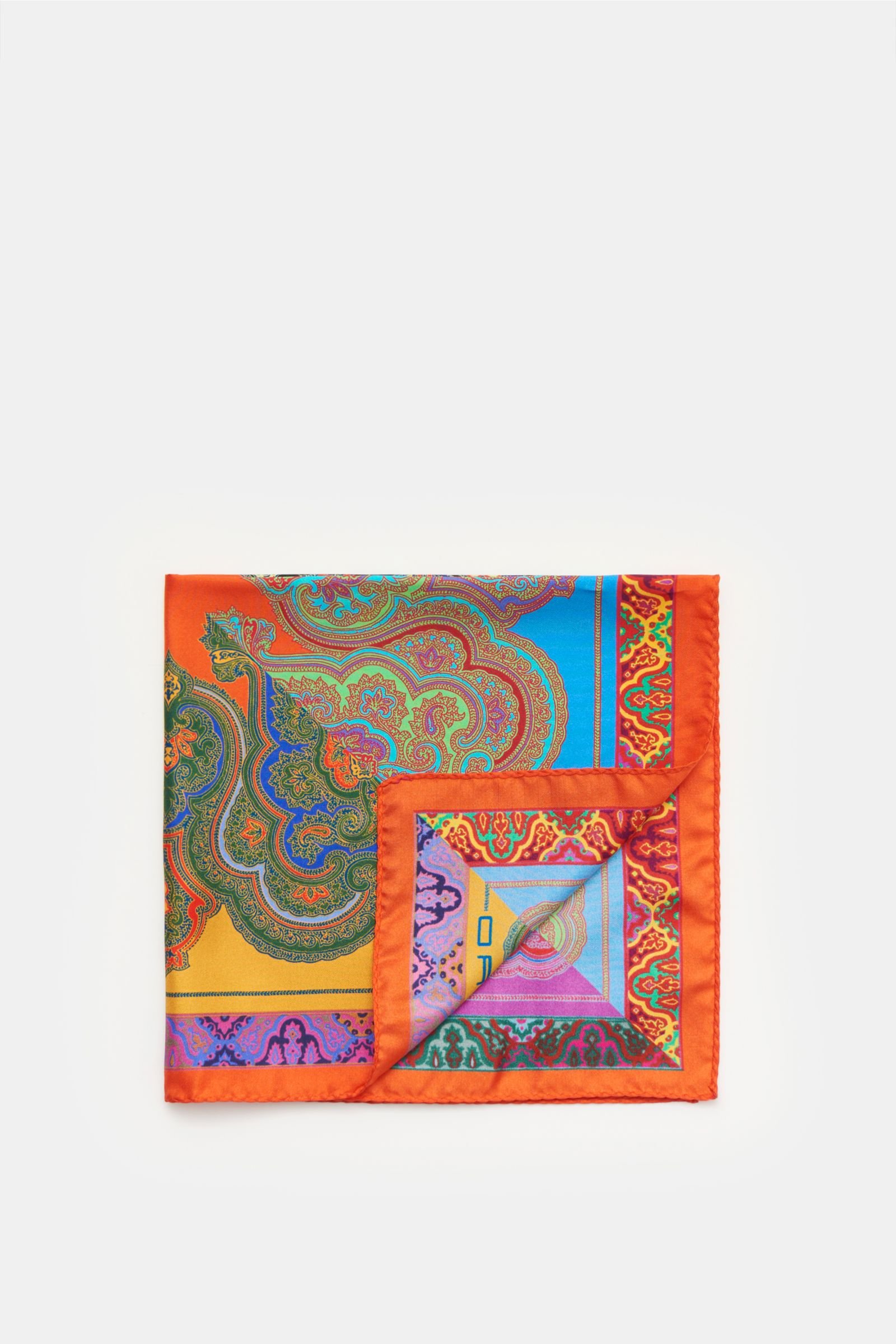 Pocket square orange/green/purple patterned