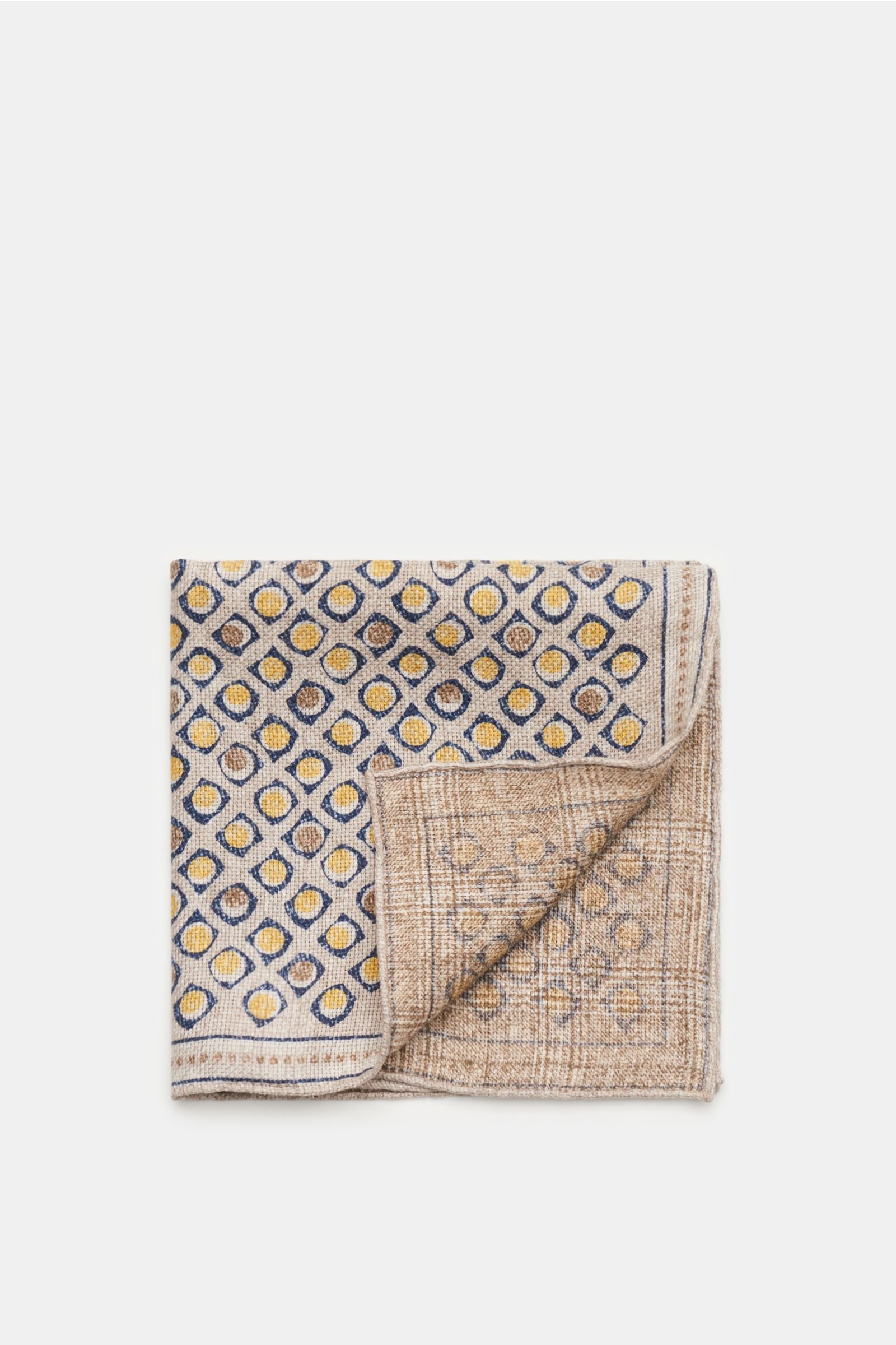Pocket square beige/yellow patterned